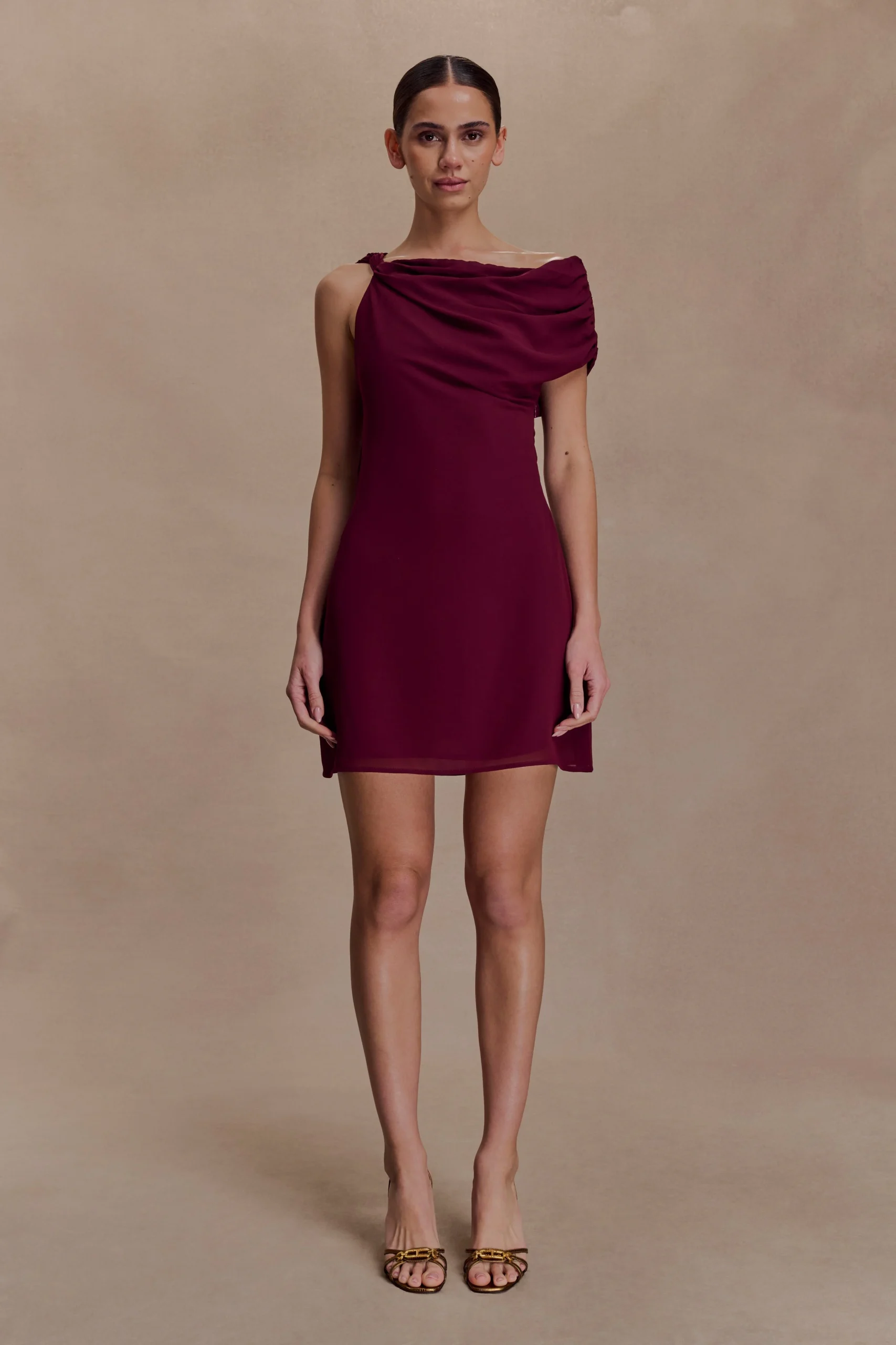 DaisieFINAL SALEChiffon Mini Dress - Wine