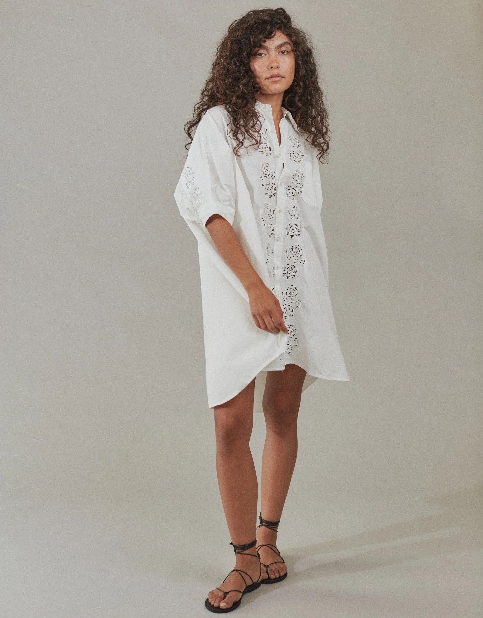 Dallas Cotton Shirt Dress White