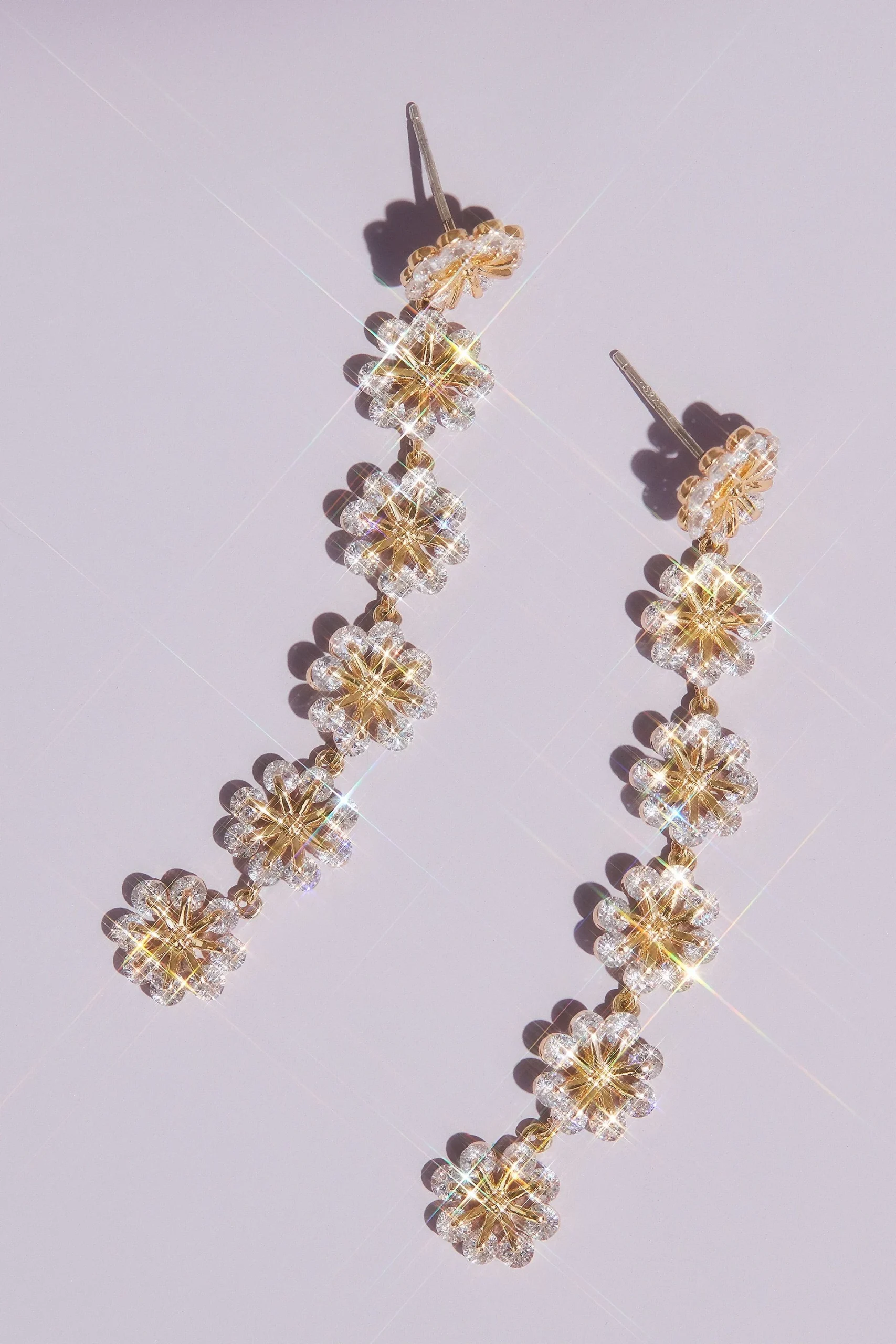 Dangling Crystal Flowers Drop Earrings