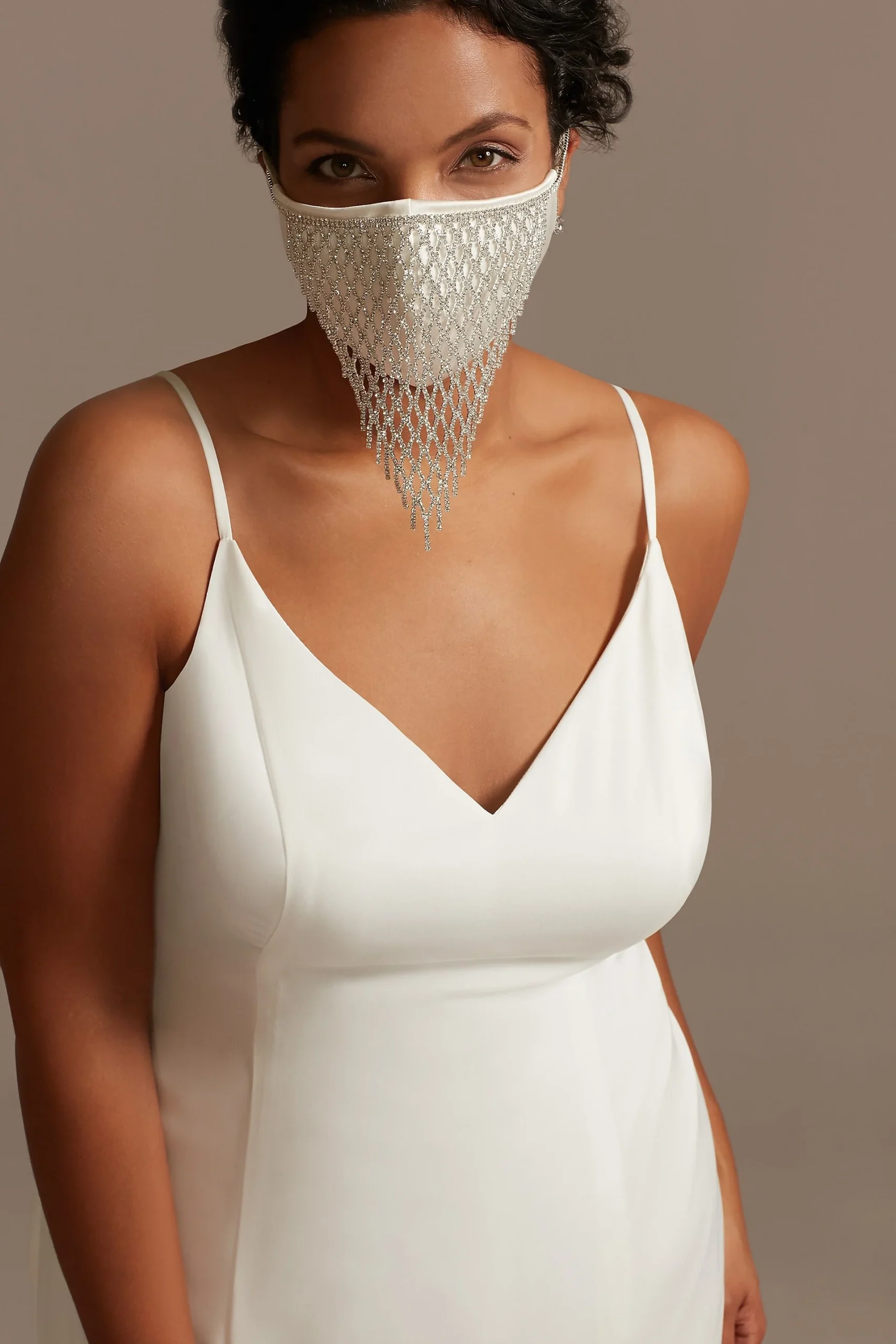 Dangling Rhinestone Face Mask Cover