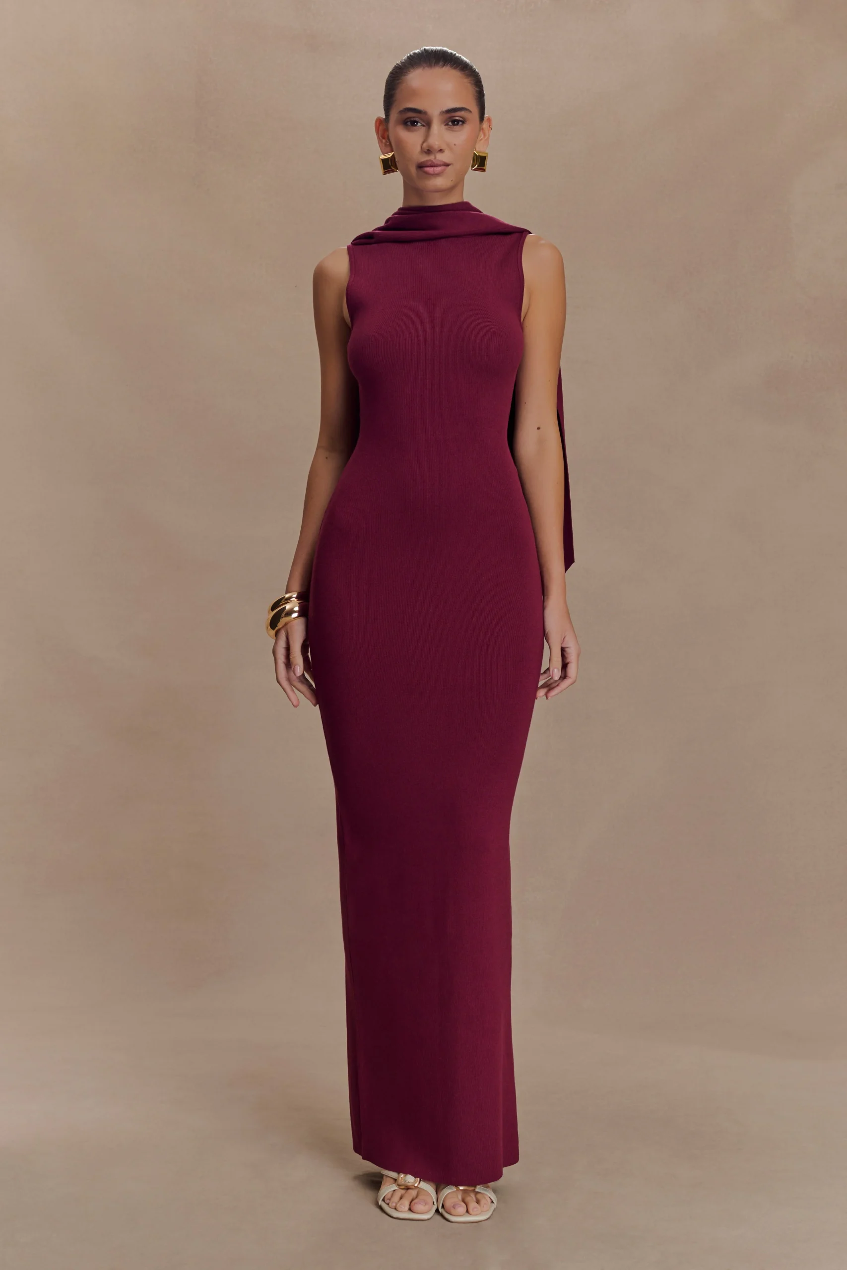 DarbyKnit Scarf Maxi Dress - Merlot