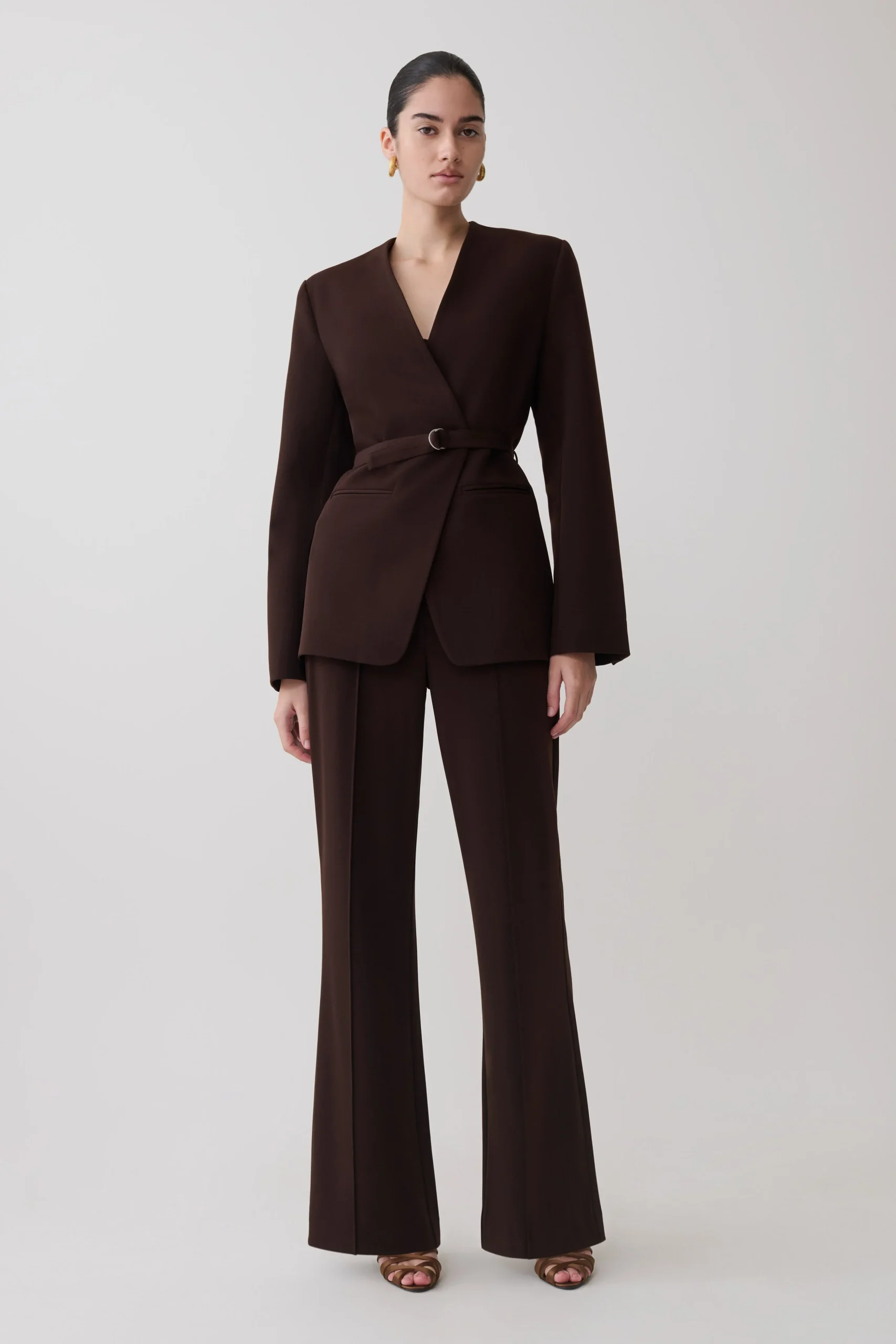 DarcieFit And Flare Suiting Pants - Dark Chocolate