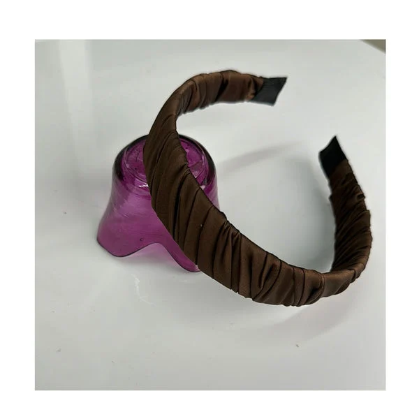 Dark Brown Diagonal Wide Headband - Karlie