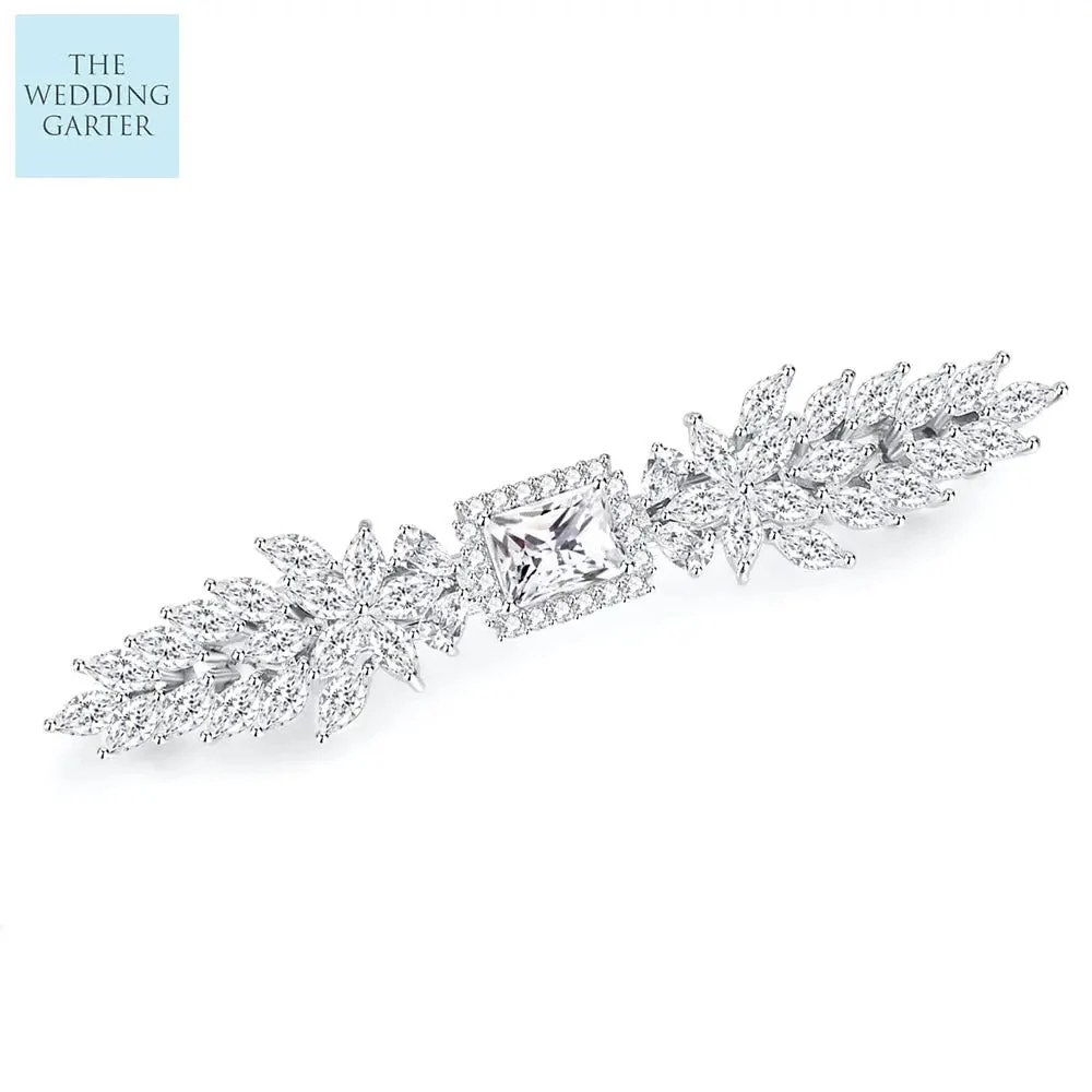 Delicate Cubic Zirconia Crystal Bridal Hair Clip