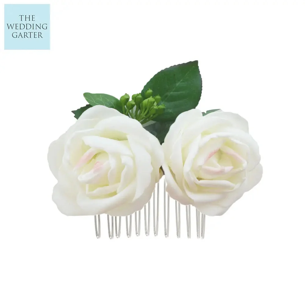 Delicate Rose Garden Hair Flowers Comb