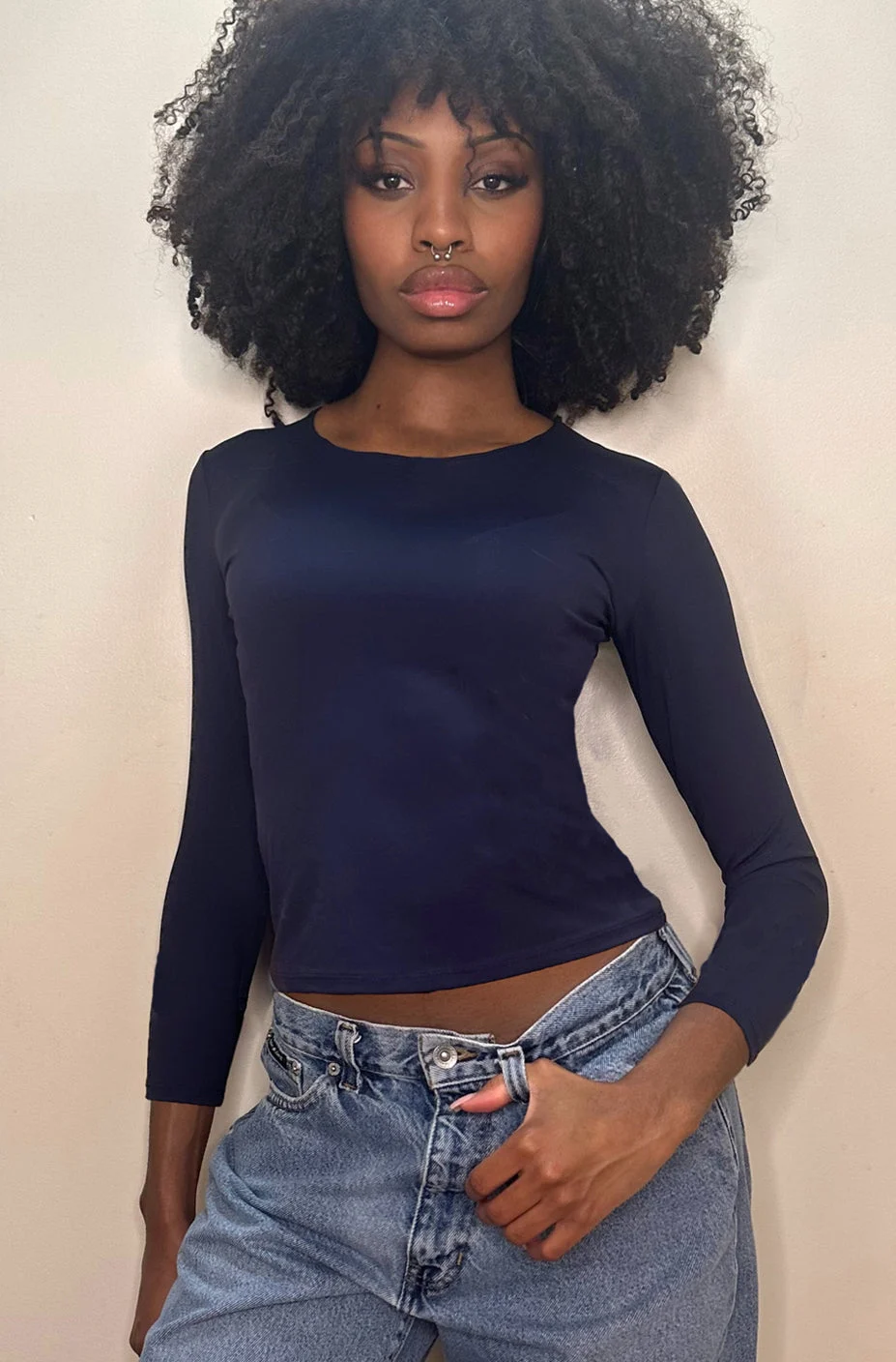 Delicious 3/4 Sleeve Crewneck Hip Length