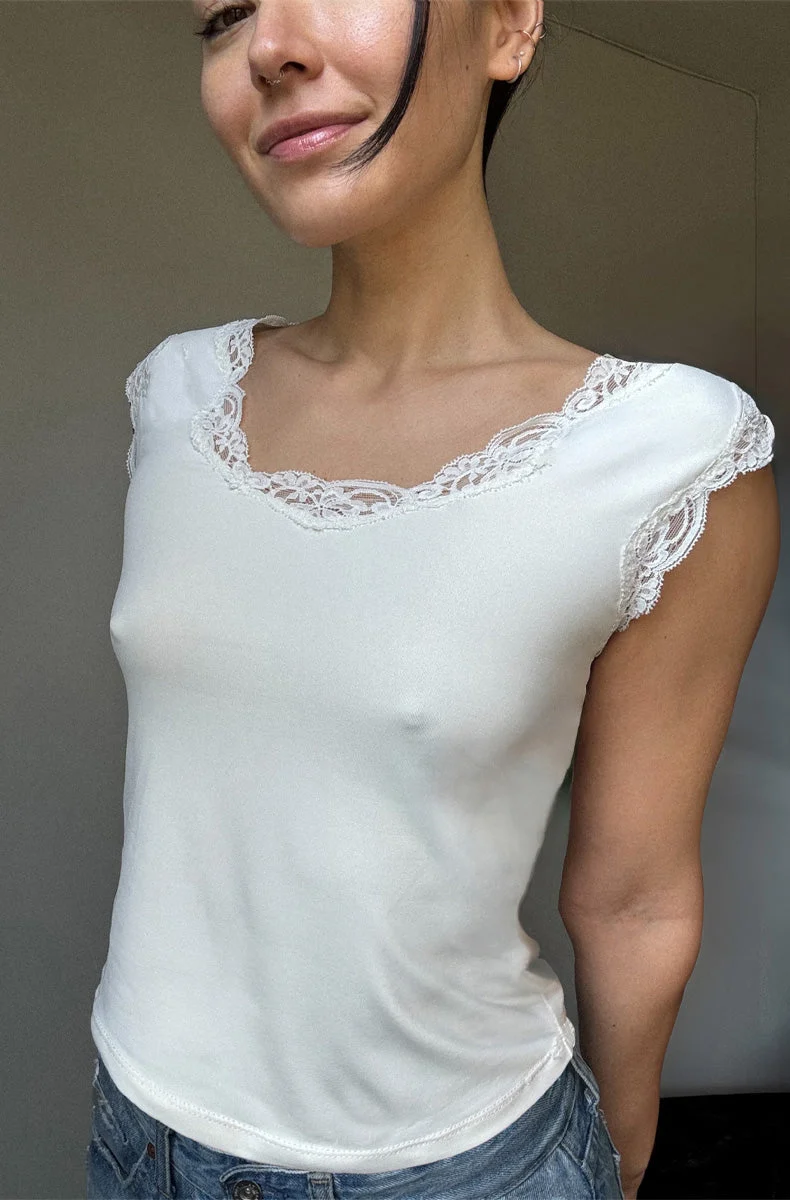 Delicious with Lace Drop Shoulder Tee