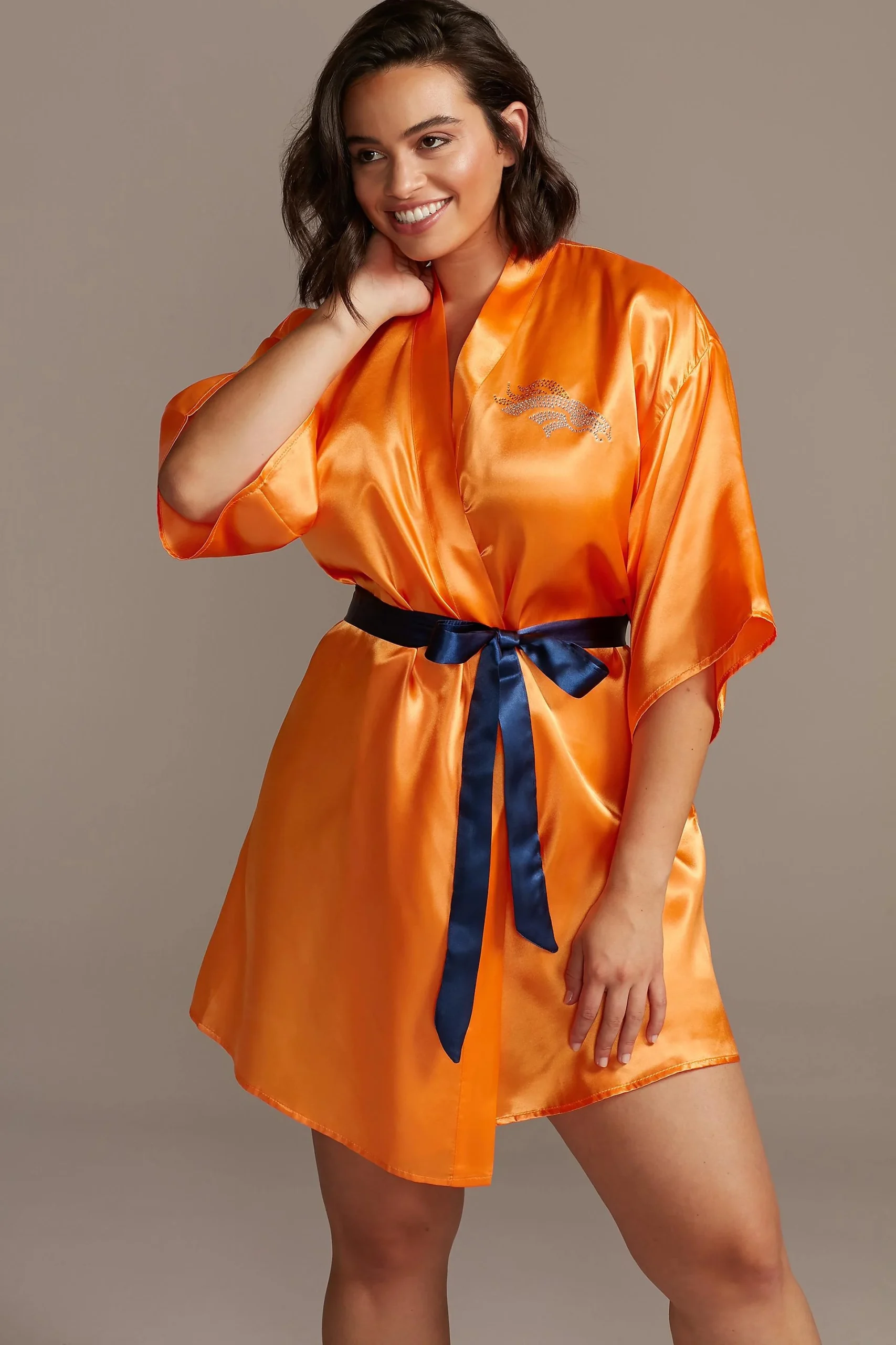 Denver Broncos Crystal Embellished Satin Robe