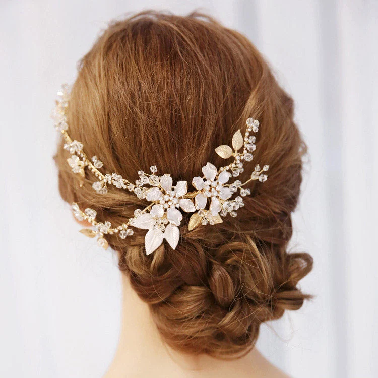 Devine Handmade Gold Hair Vine Bridal Headpiece