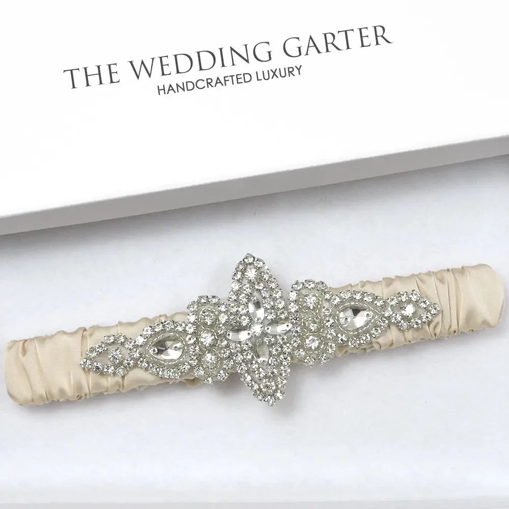 Diana Champagne Gold Rhinestone Bridal Garter For Brides