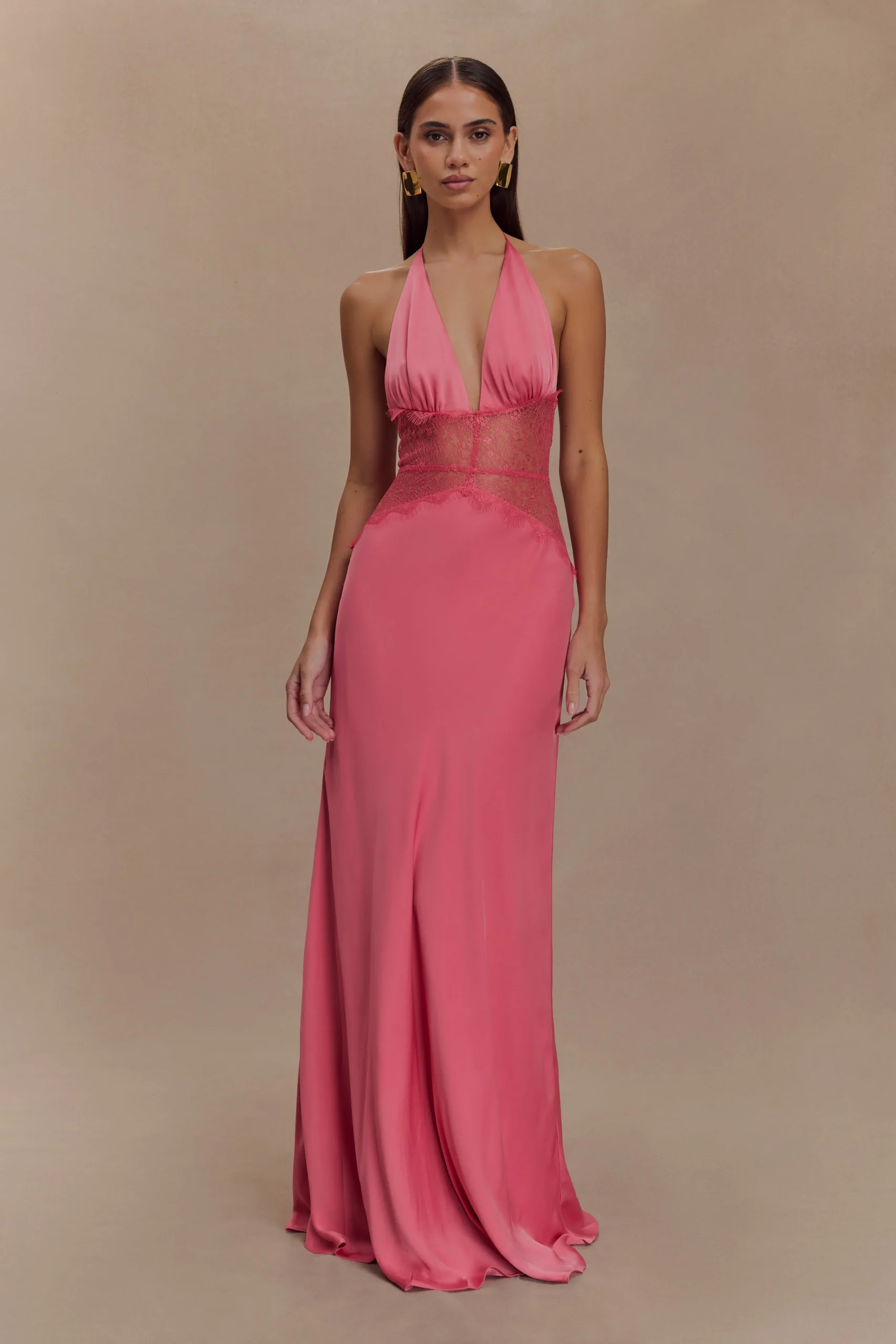 DinahLace And Satin Maxi Dress - Blush Rose