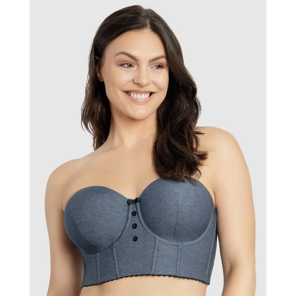 Dolly Wired Denim Longline Bustier Bra