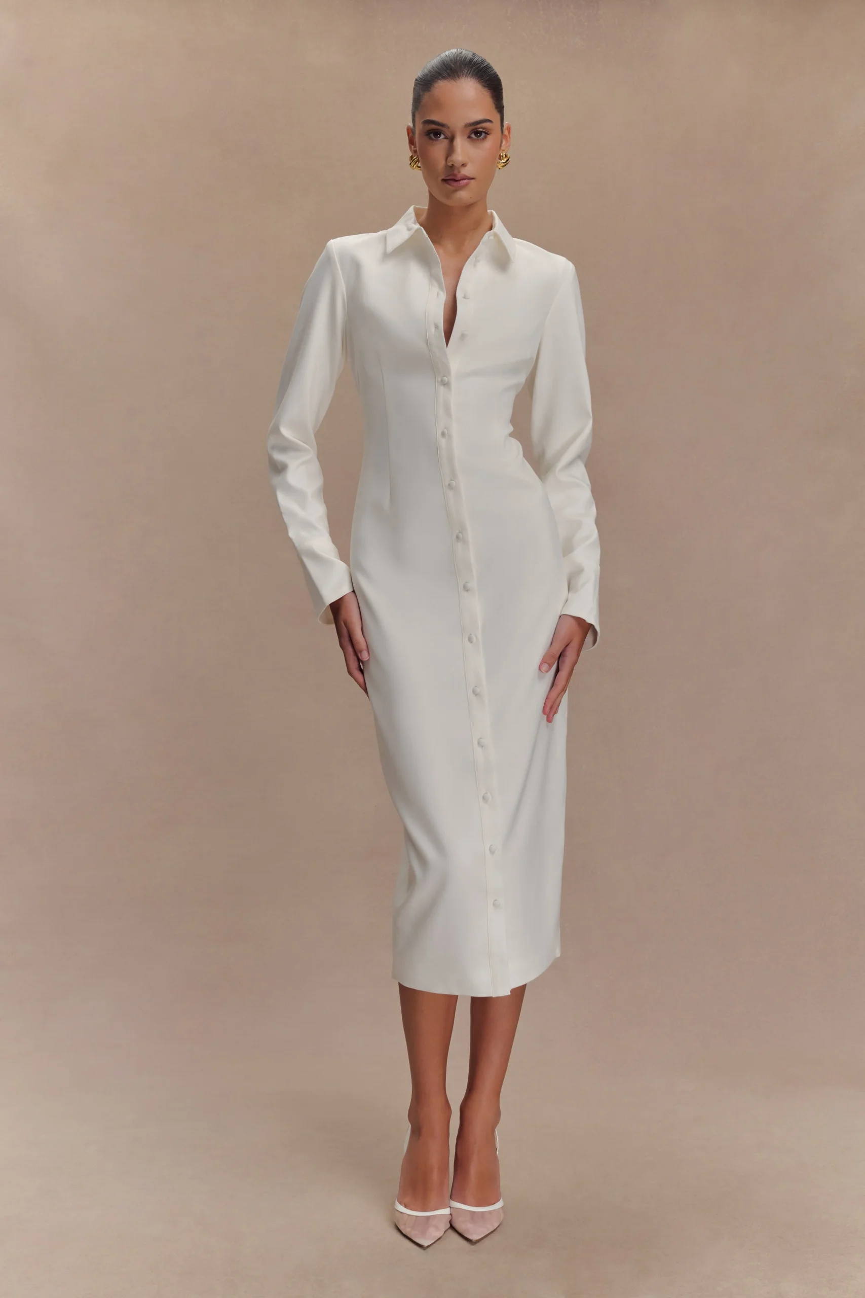 DorianFINAL SALEFitted Shirt Midi Dress - White