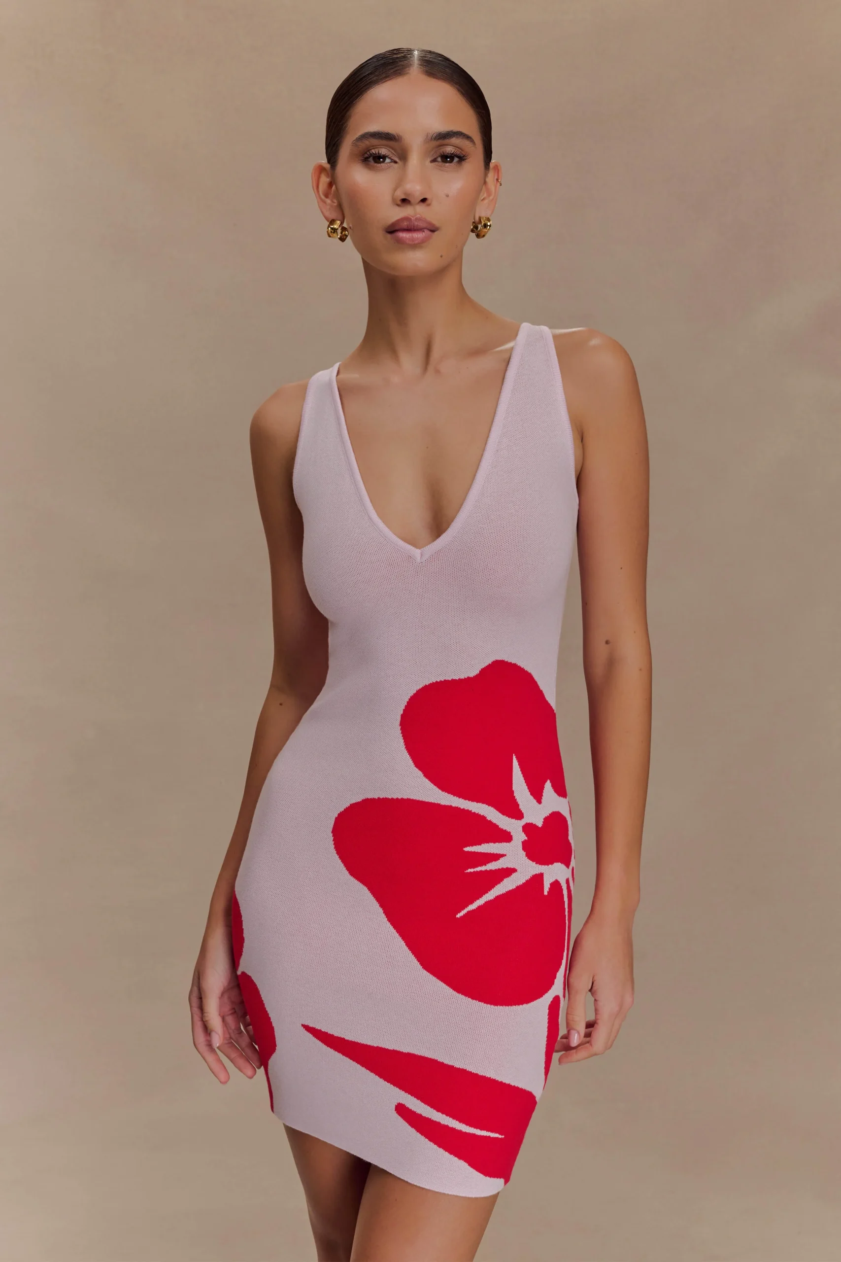 DorothyFINAL SALEKnit Print Mini Dress - Red Deco Fleur Print