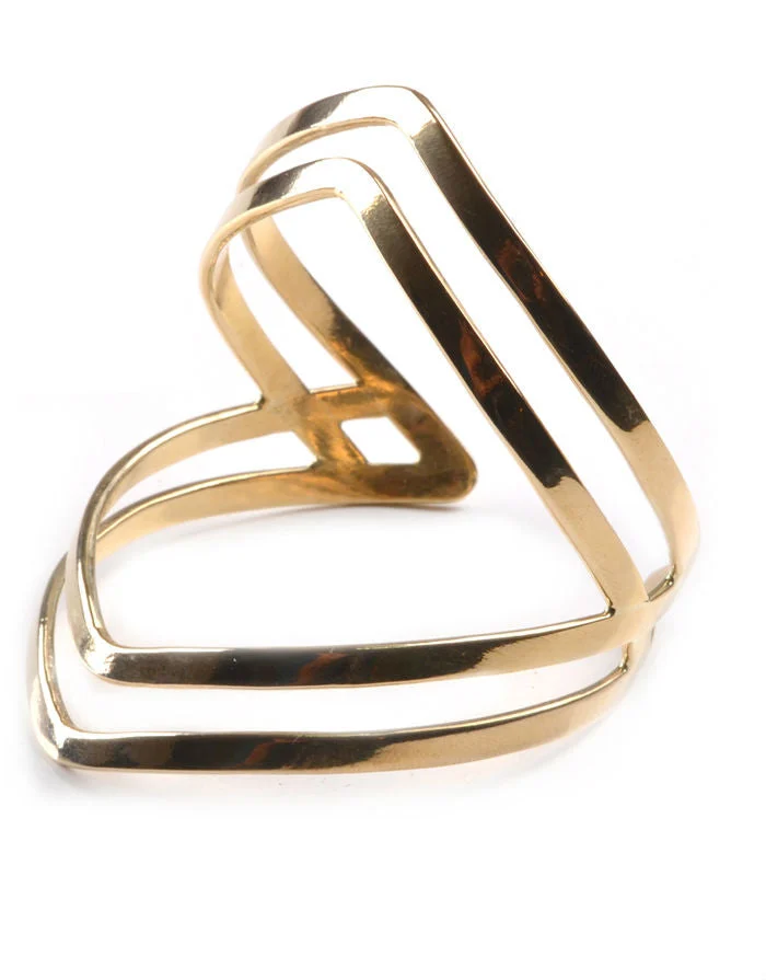 Double Arrow Cuff in Polished Brass