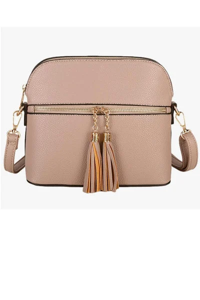 Dust Pink Tassel Crossbody Bag - Simone