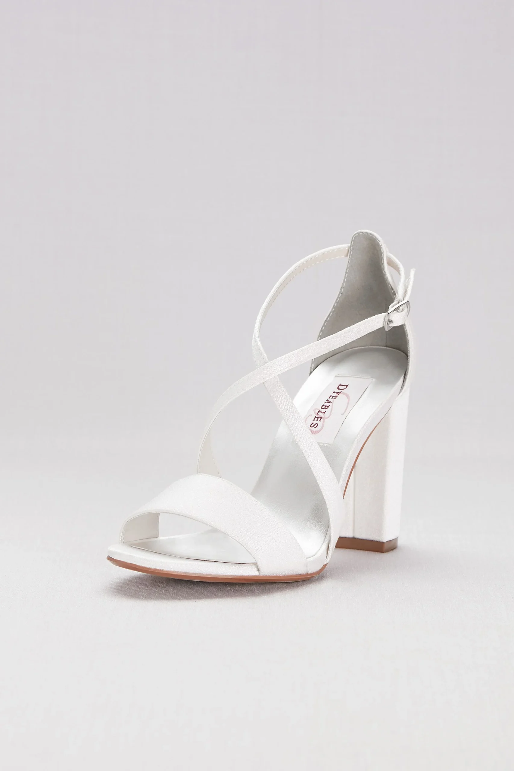 Dyeable Crisscross Strap Block Heel Sandals