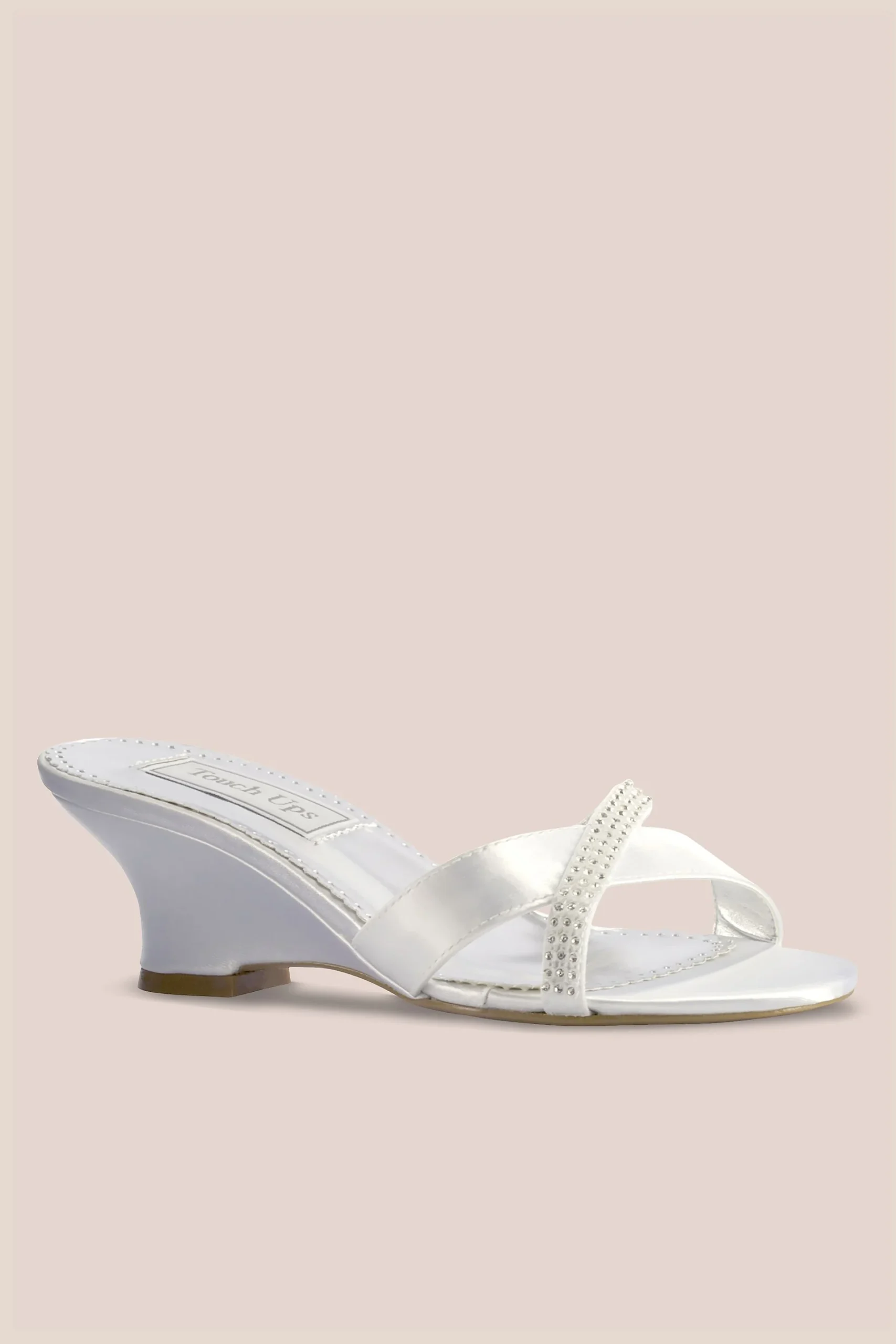Dyeable Satin Mules with Jeweled Strap
