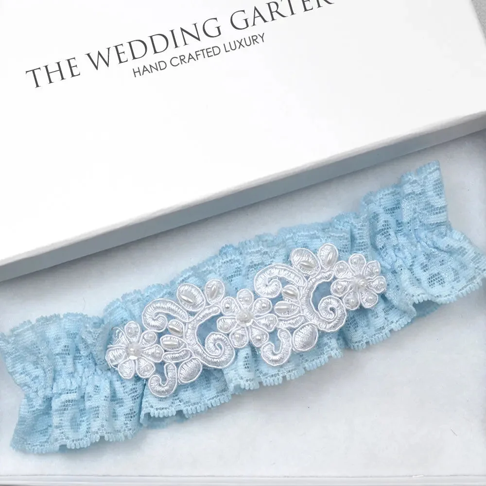 Eden Blue Lace Wedding Garter For Brides