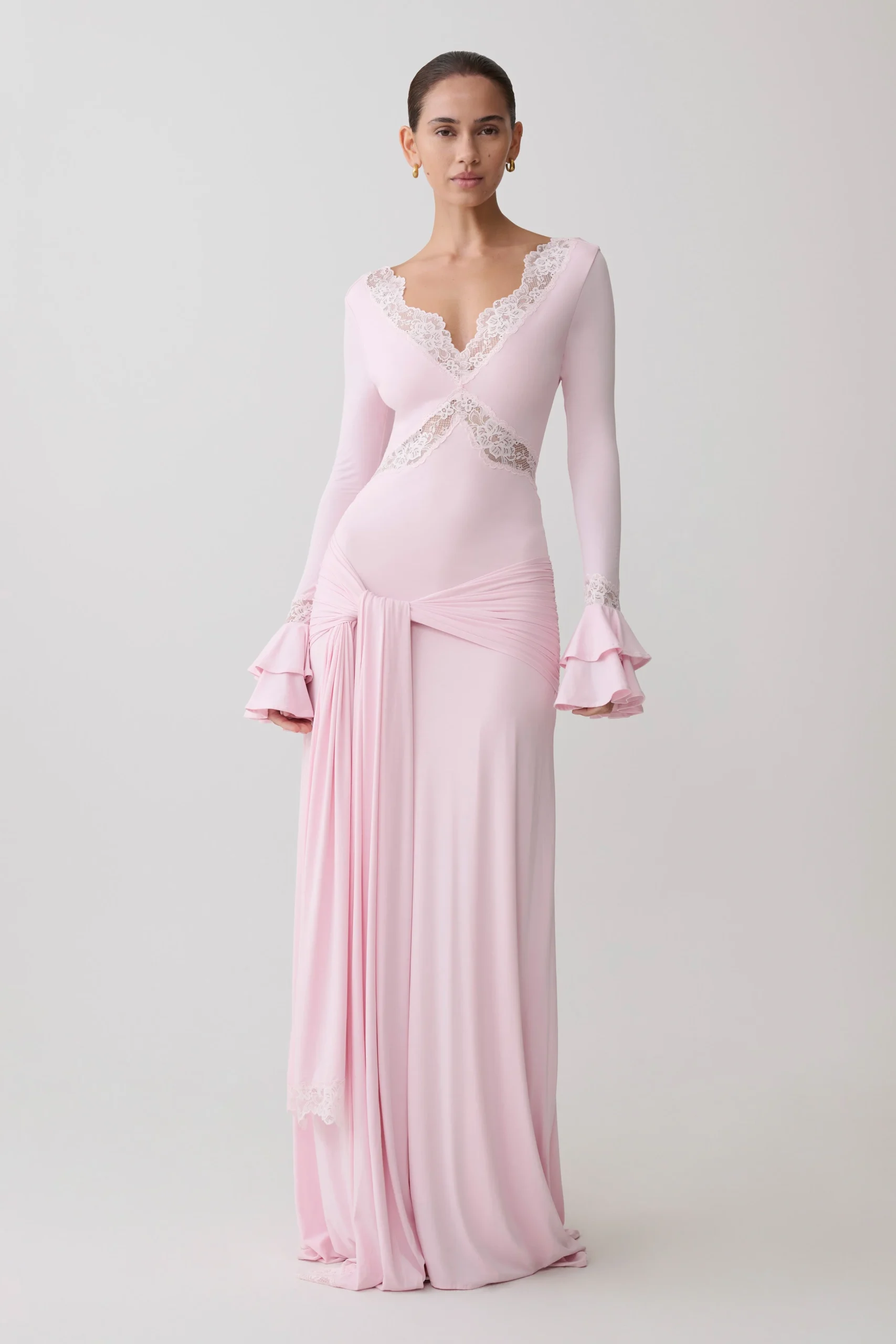 ElectraSlinky Lace Maxi Dress - Ballet Pink