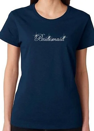 Elegant Script Rhinestone Bridesmaid Tee