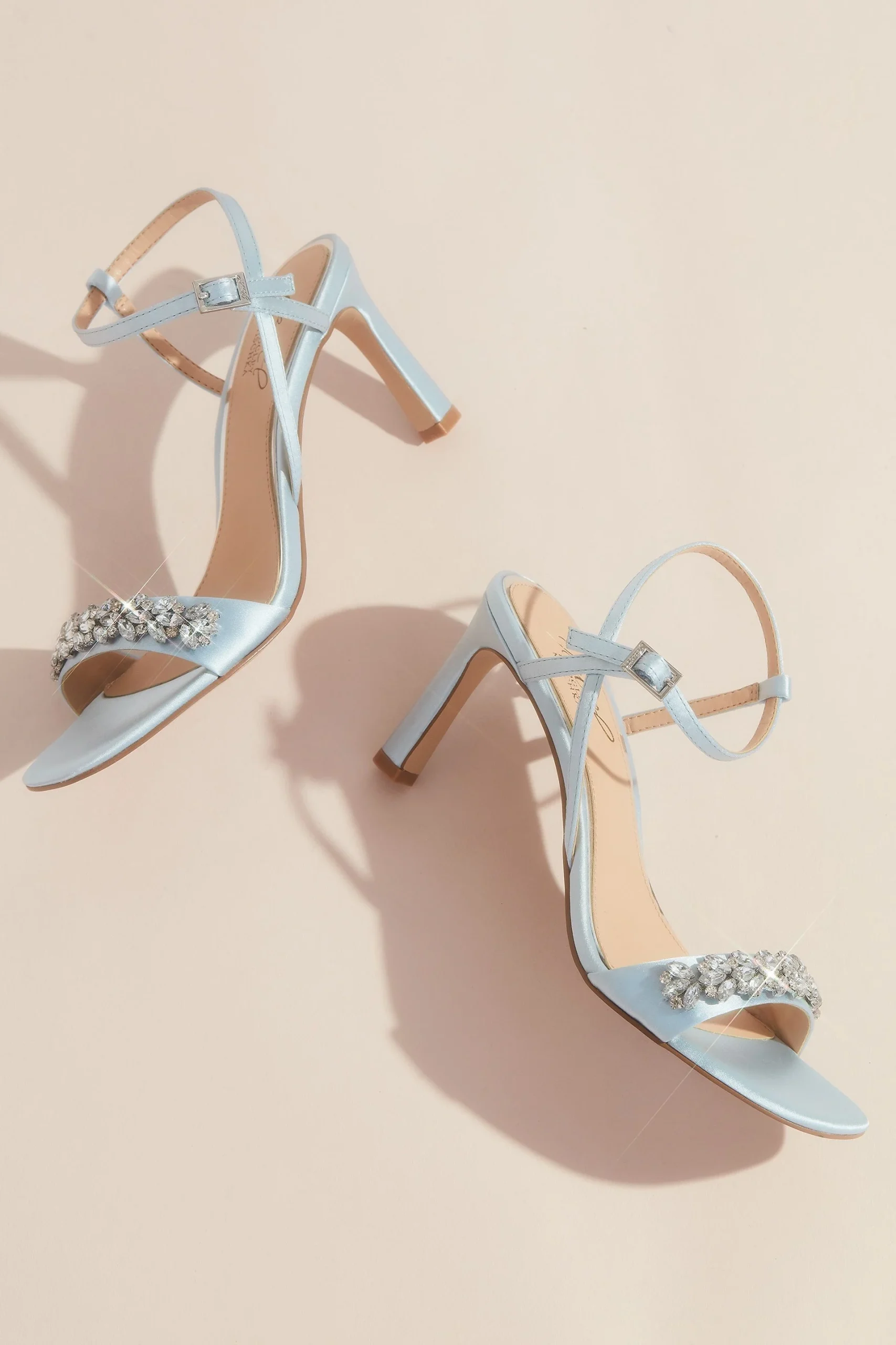 Elegant Strappy Satin High Heels with Crystals