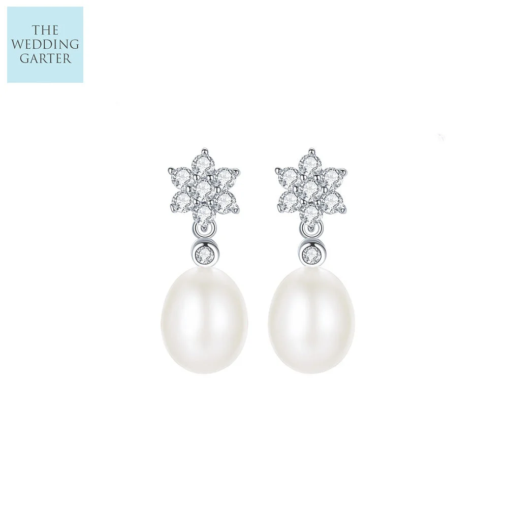 Elegant Tahitian Pearl & Sterling Silver Bridesmaid Earrings