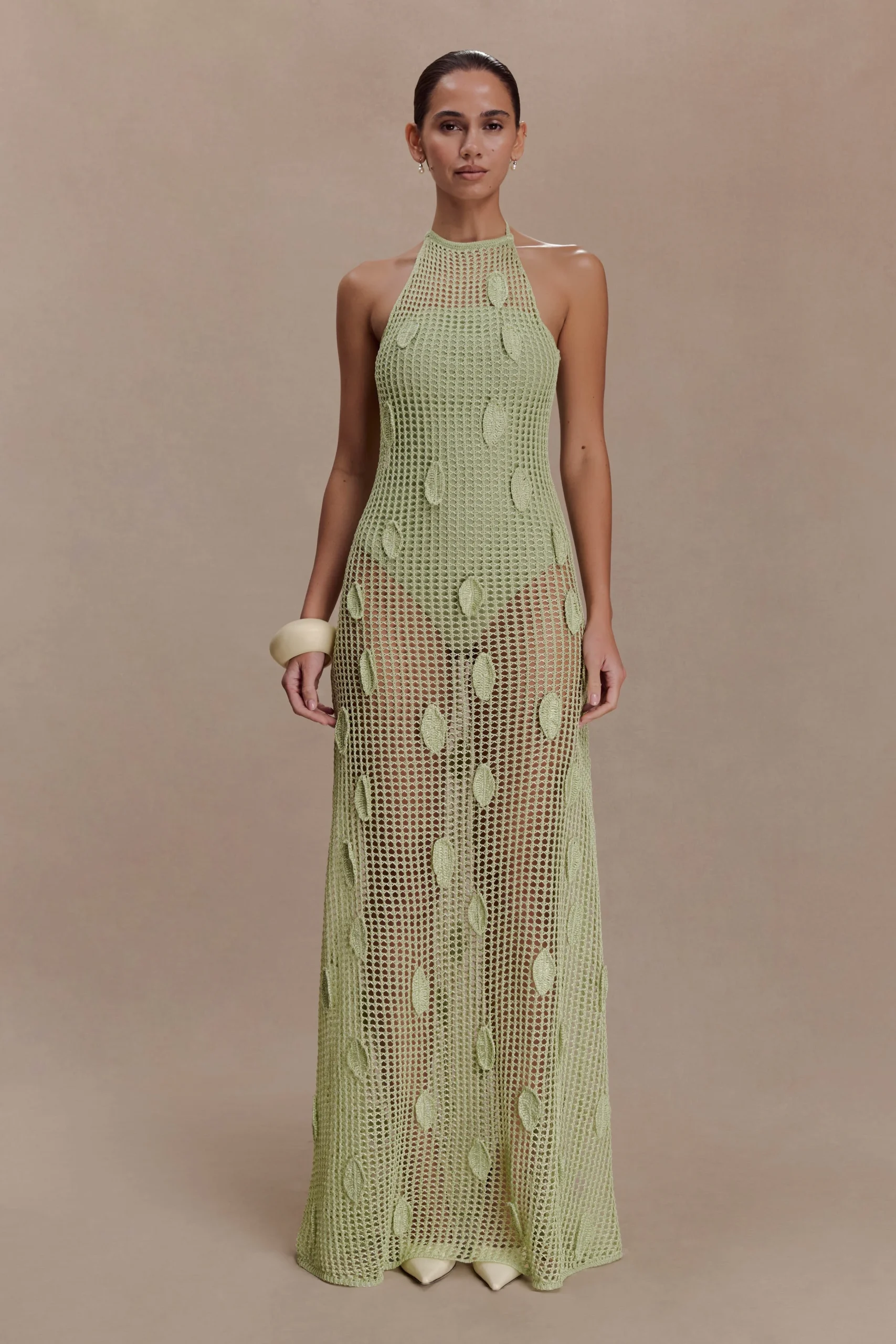ElfieCrochet Halter Maxi Dress - Pastel Green