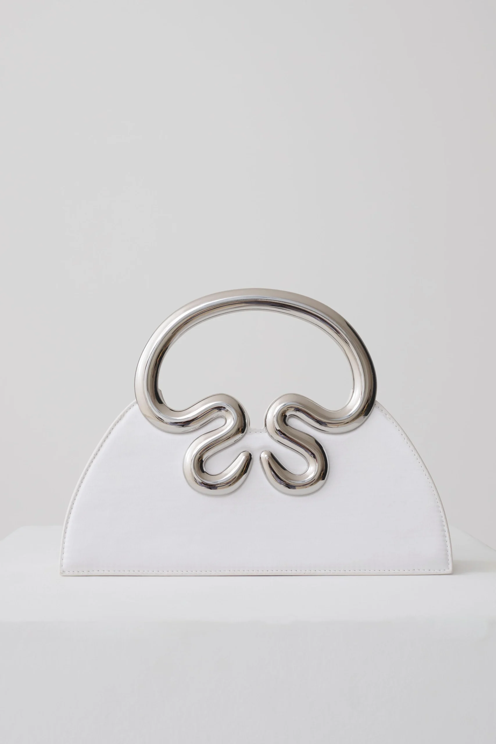ElianneSatin Frame Clutch Bag - White