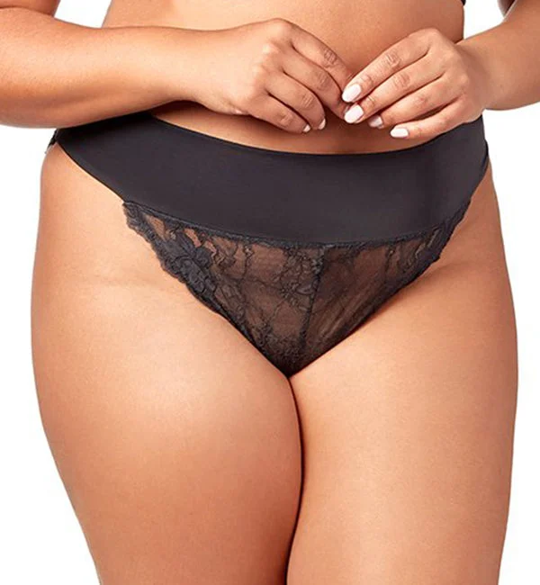 Elila Mid Rise Lace Tanga Panty (3903) - Black