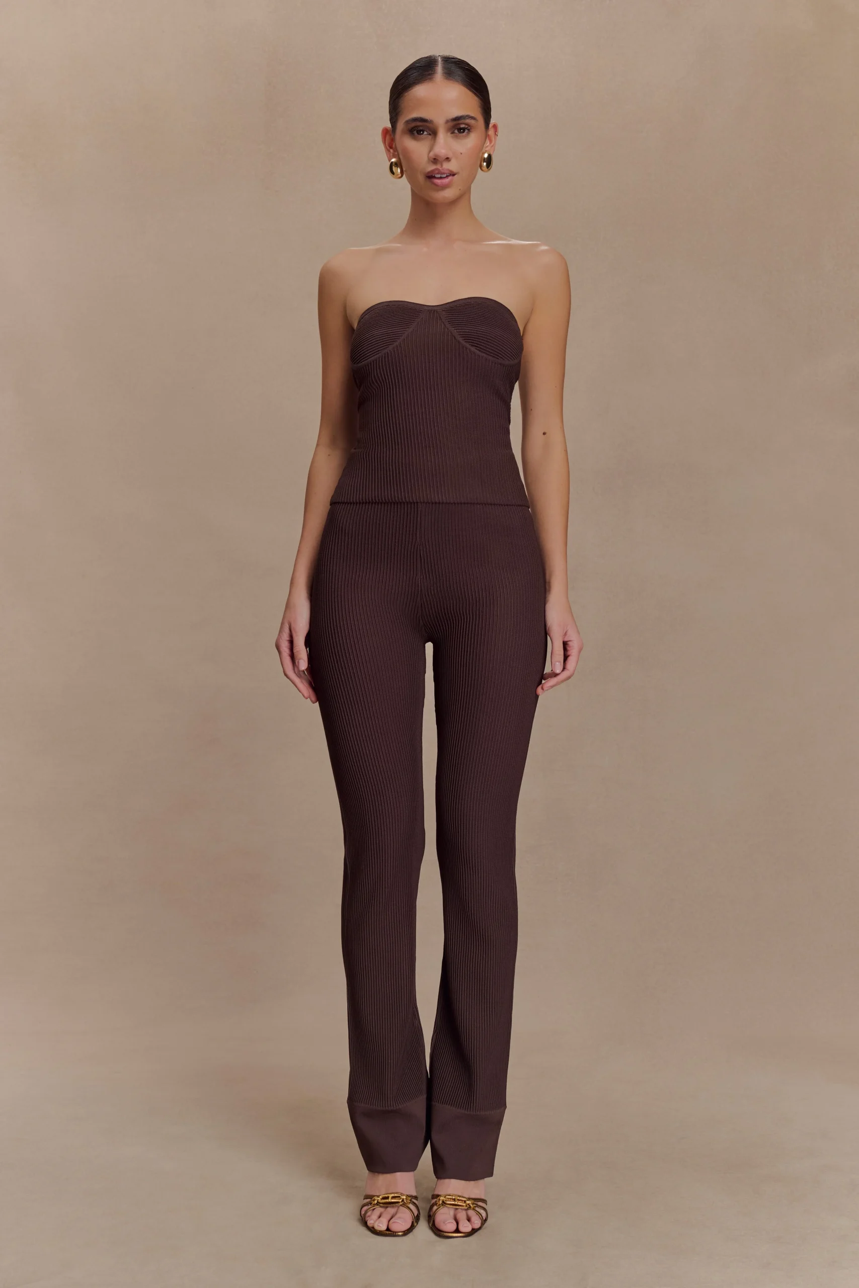 ElodieFINAL SALERibbed Knit Pants - Chocolate