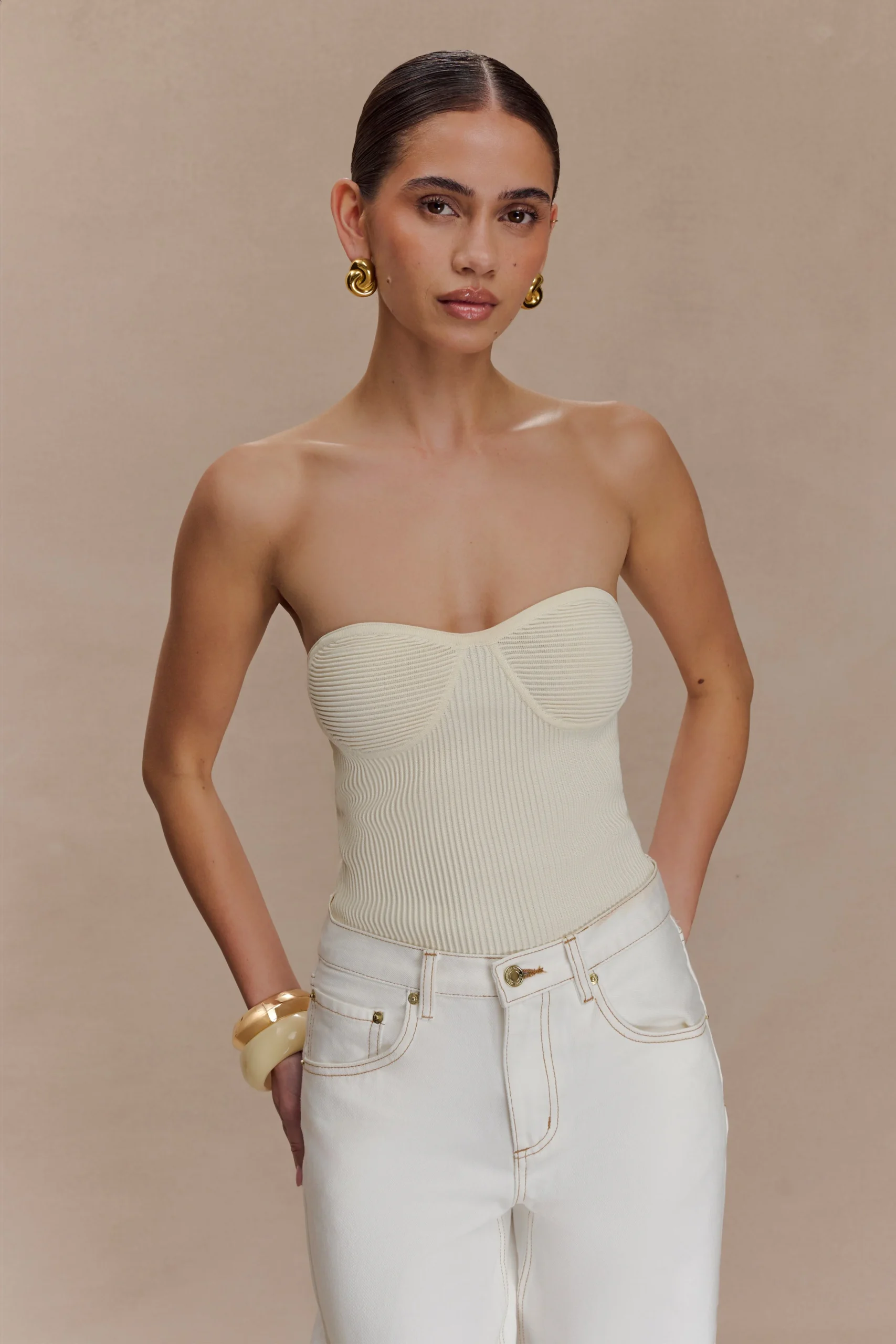 ElodieFINAL SALEStrapless Cupped Knit Top - Ivory