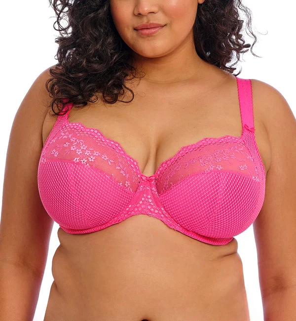 Elomi Charley Banded Stretch Lace Plunge Underwire Bra (4382) - Pink