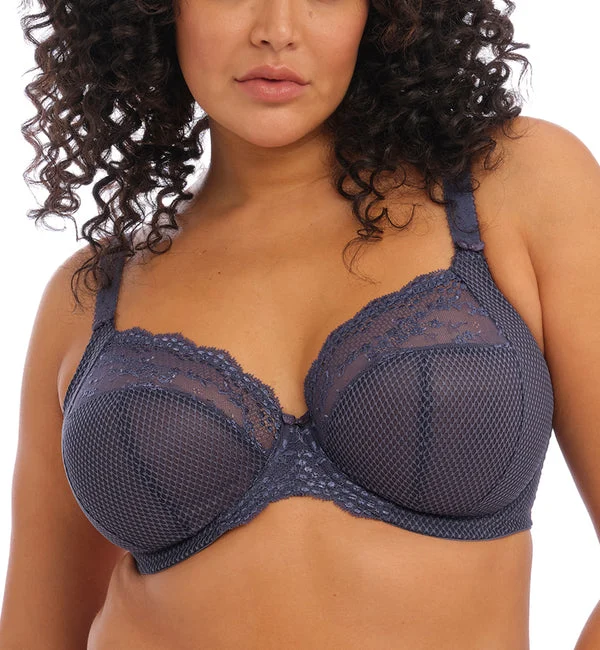 Elomi Charley Banded Stretch Lace Plunge Underwire Bra (4382) - Storm