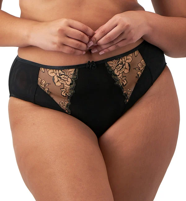 Elomi Teagan Matching High Leg Brief (302653) - Black/Almond
