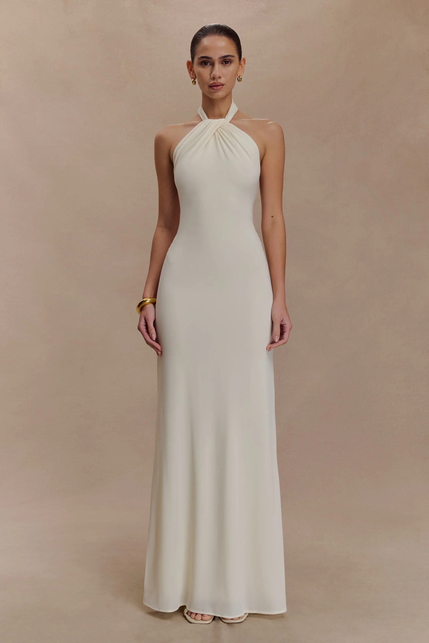 ElynaSlinky Halter Maxi Dress - Ivory