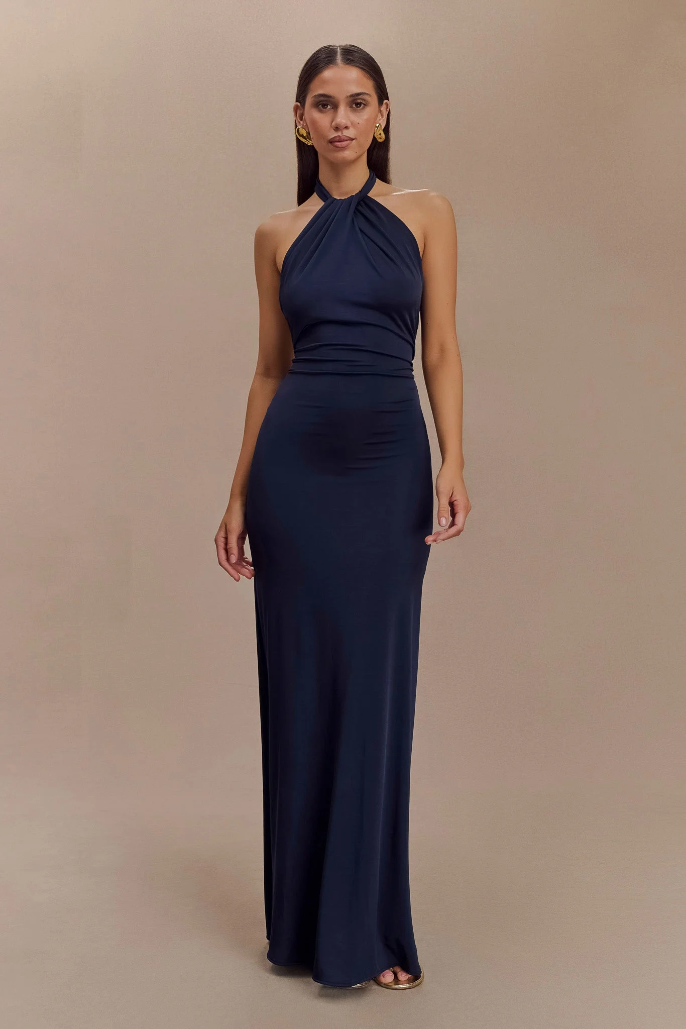 ElynaSlinky Halter Maxi Dress - Navy