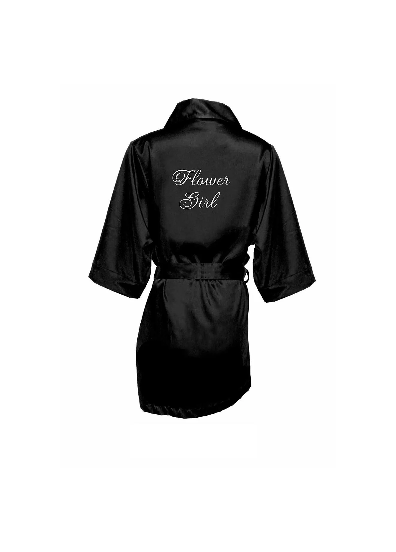 Embroidered Flower Girl Satin Robe
