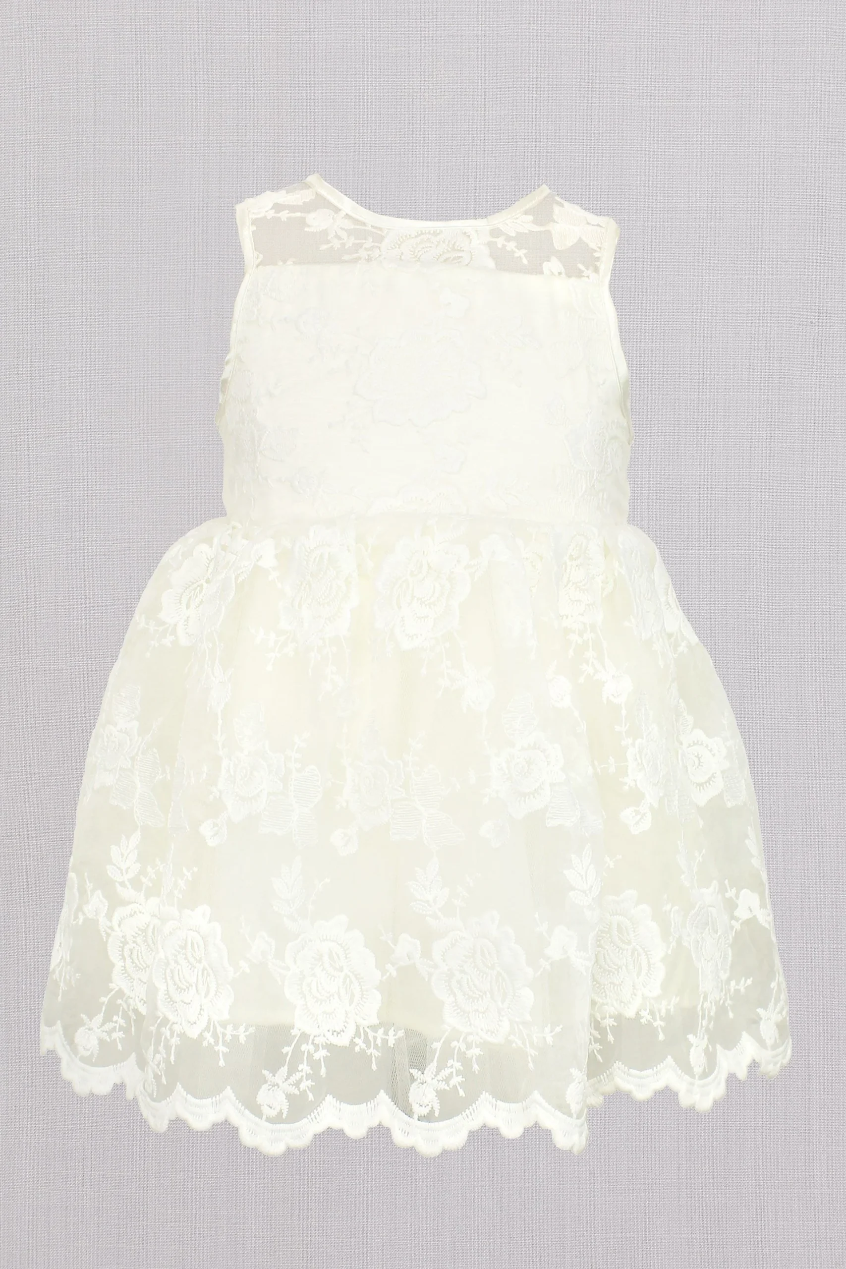 Embroidered Lace Sleeveless Flower Girl Dress