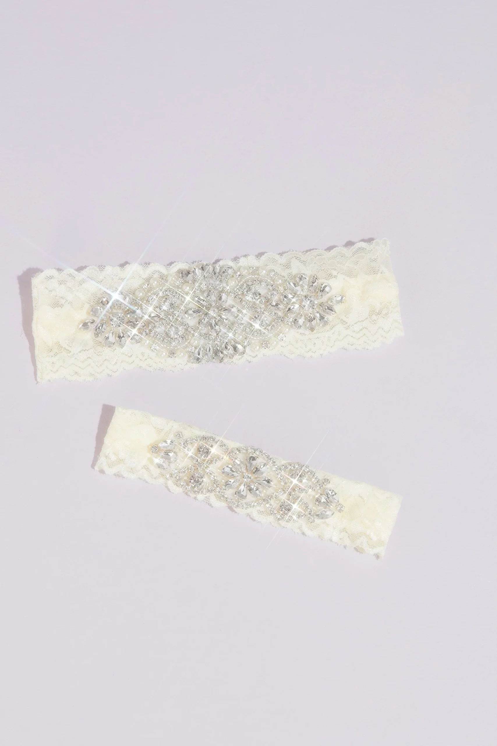 Embroidered Monogram Crystal Medallion Garter