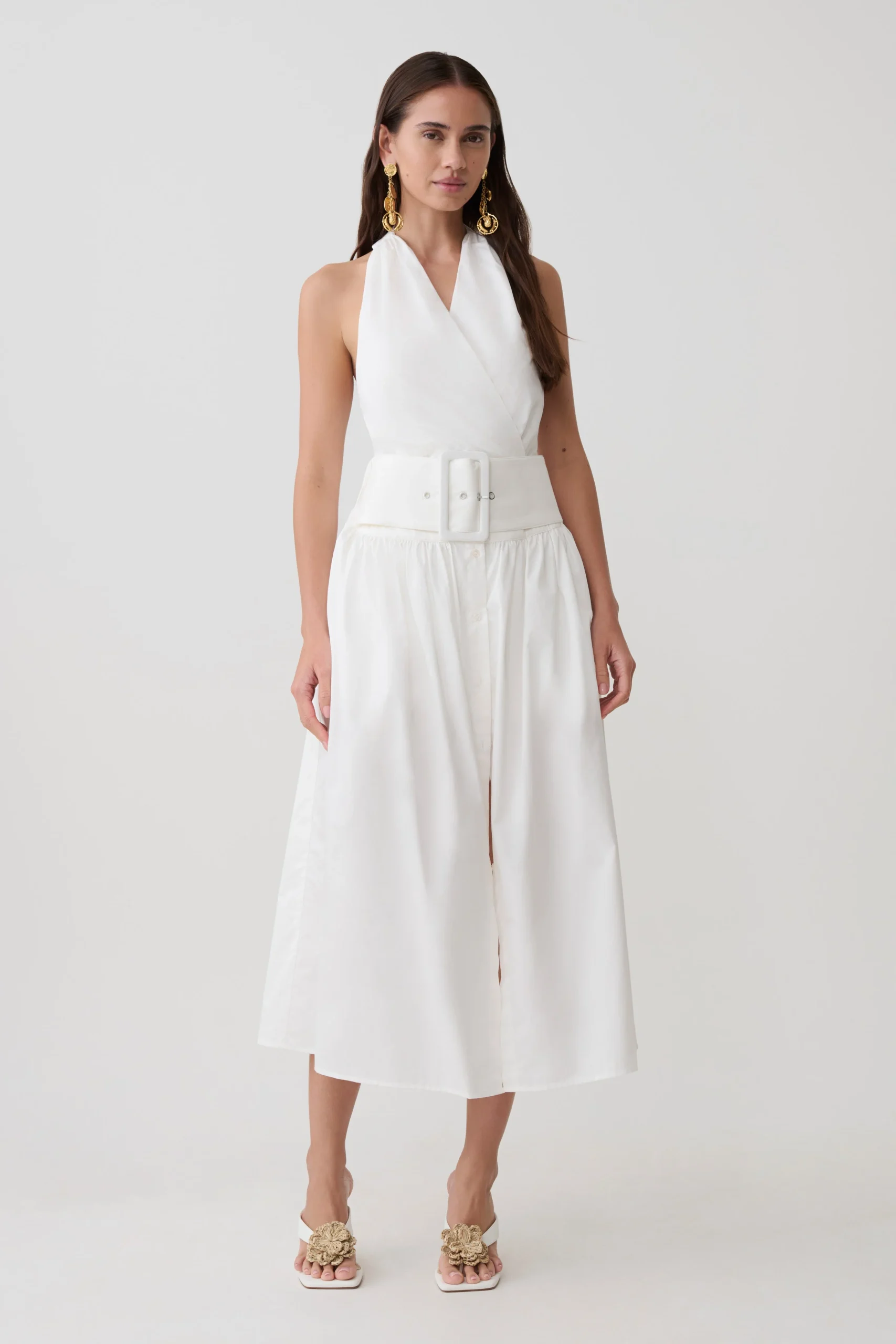 EmeryMulti-Wear Cotton Midi Dress - White