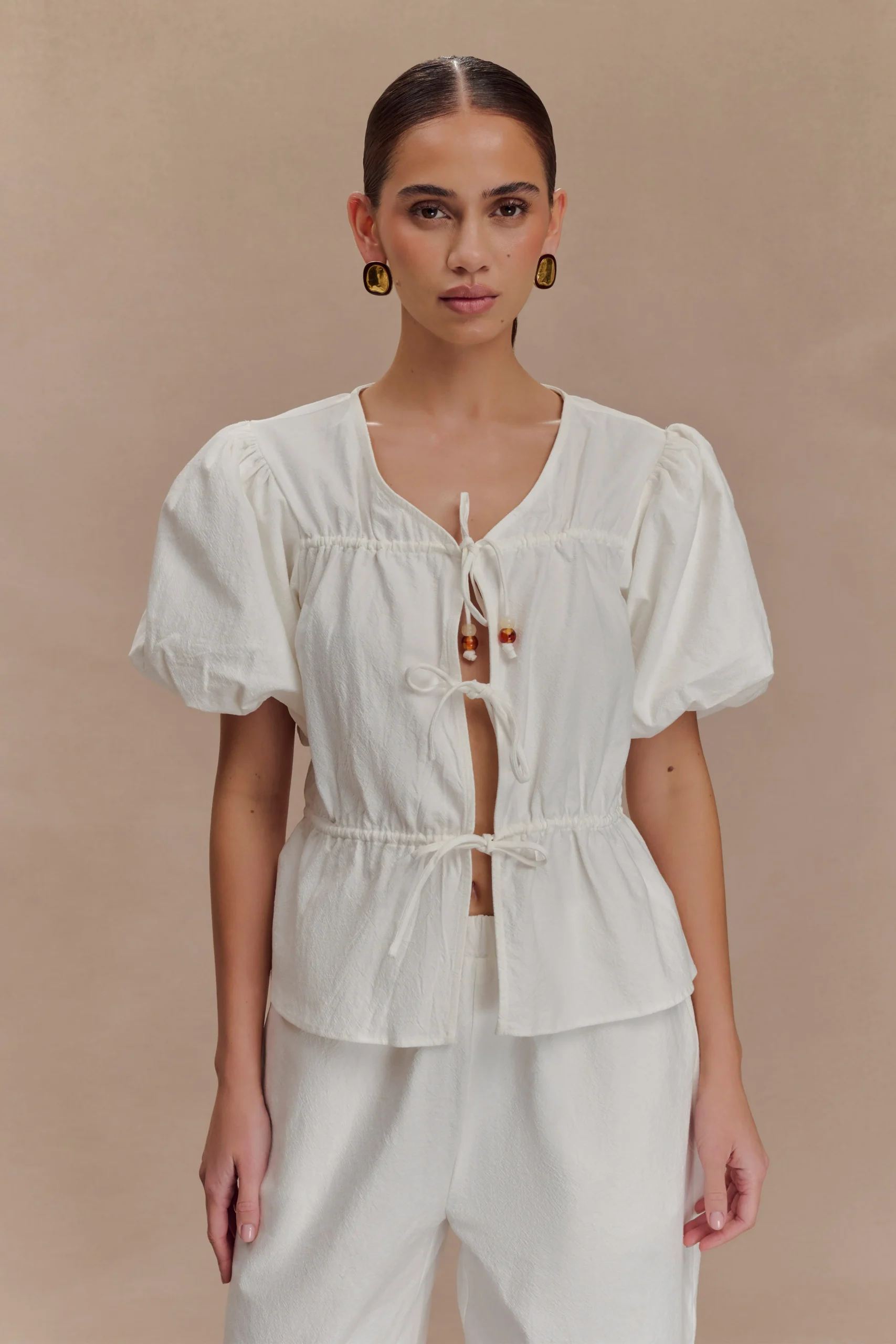 EmilieFINAL SALEPuff Sleeve Cotton Top - White