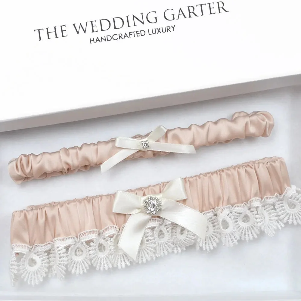 Emily Blush Vintage Inspired Wedding Garter Set For Bride
