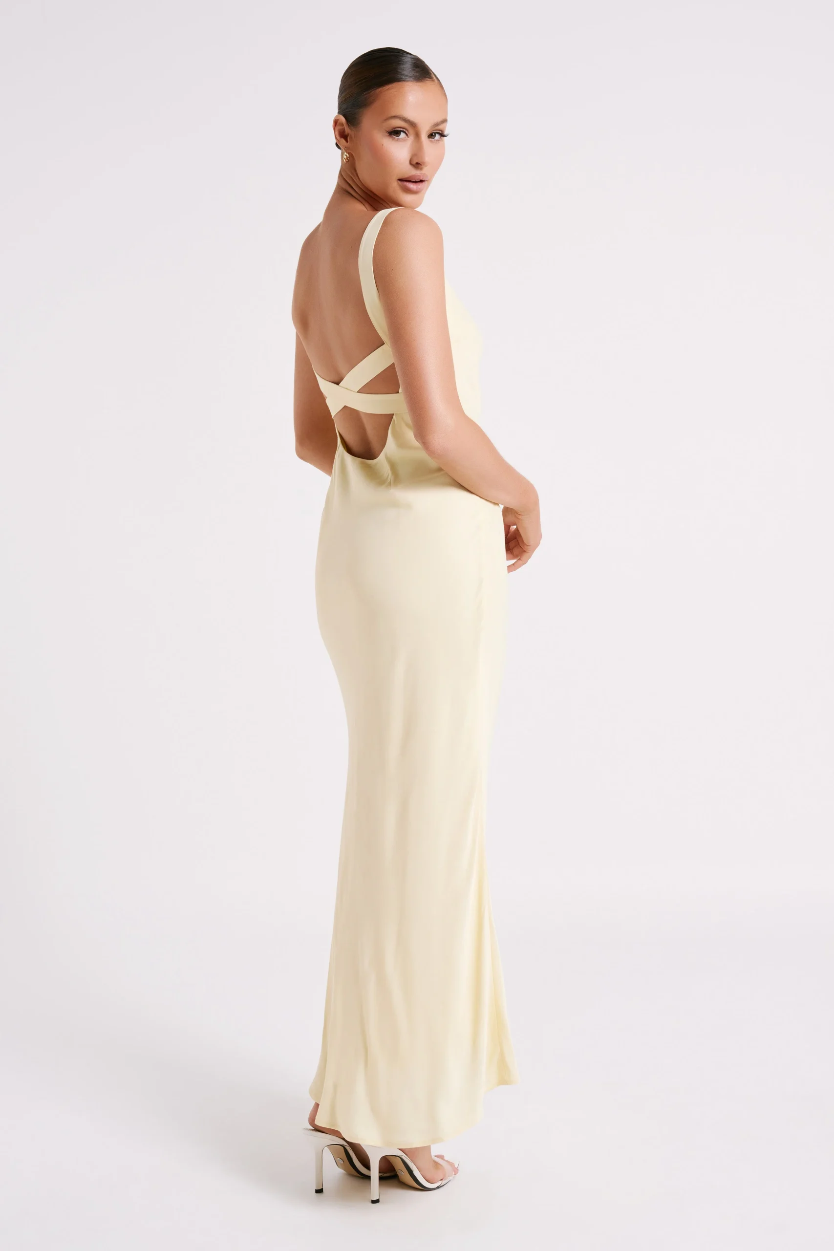 EnsleyFINAL SALESatin Maxi Dress - Light Yellow