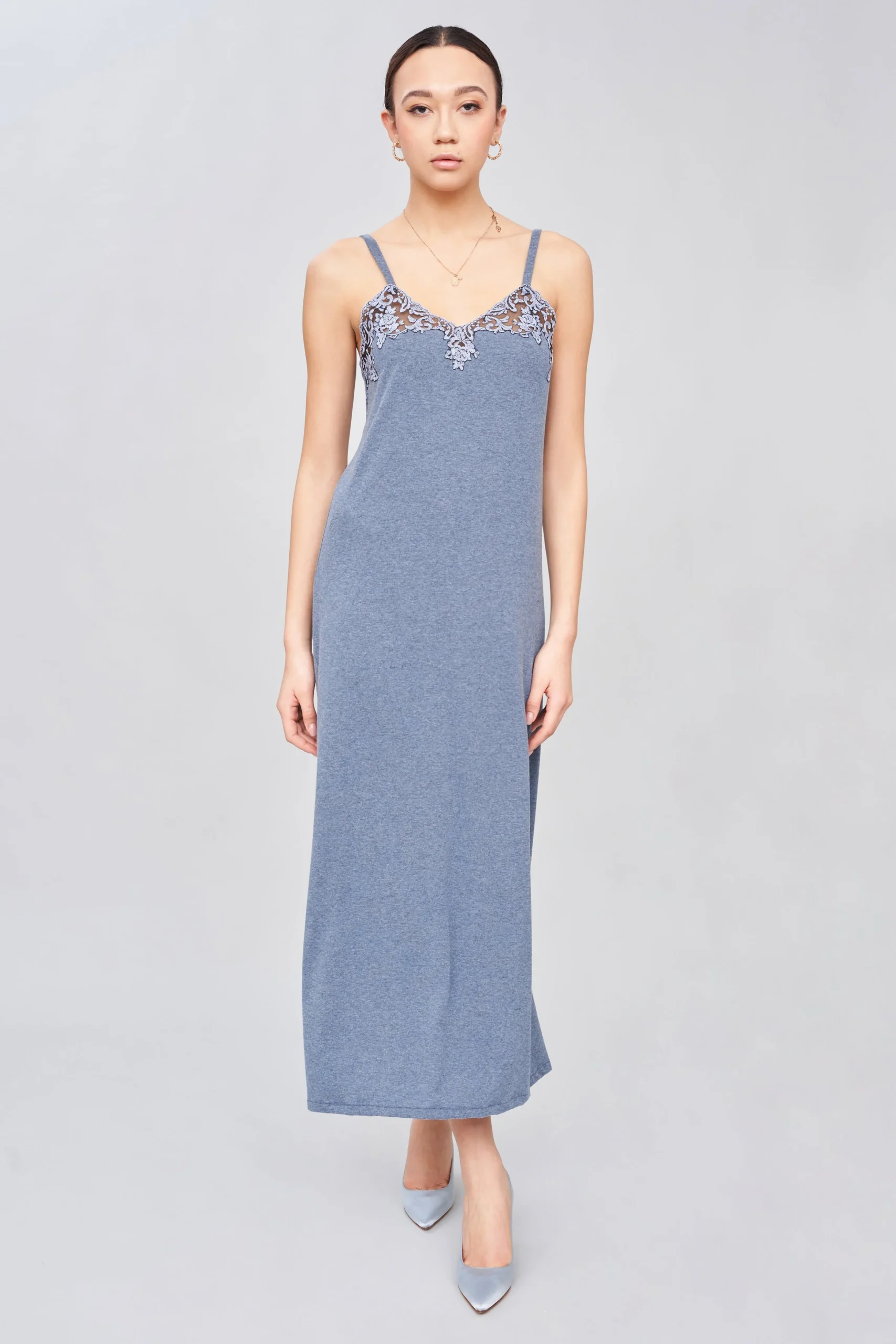 Essential Jersey Long Nightgown in Jeans-Inspired Tone