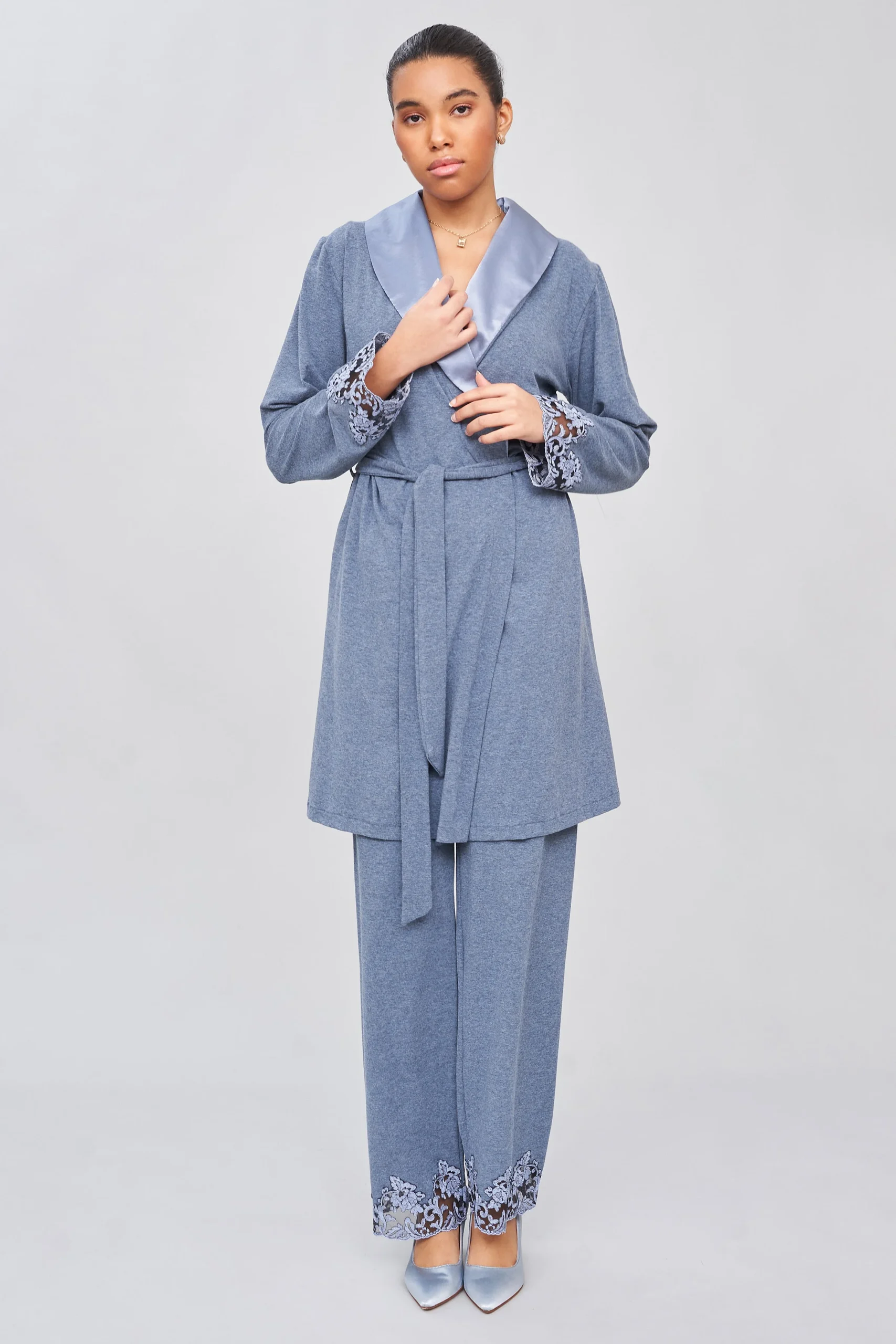 Essential Jersey Short Robe in Jeans-Inspired Tone