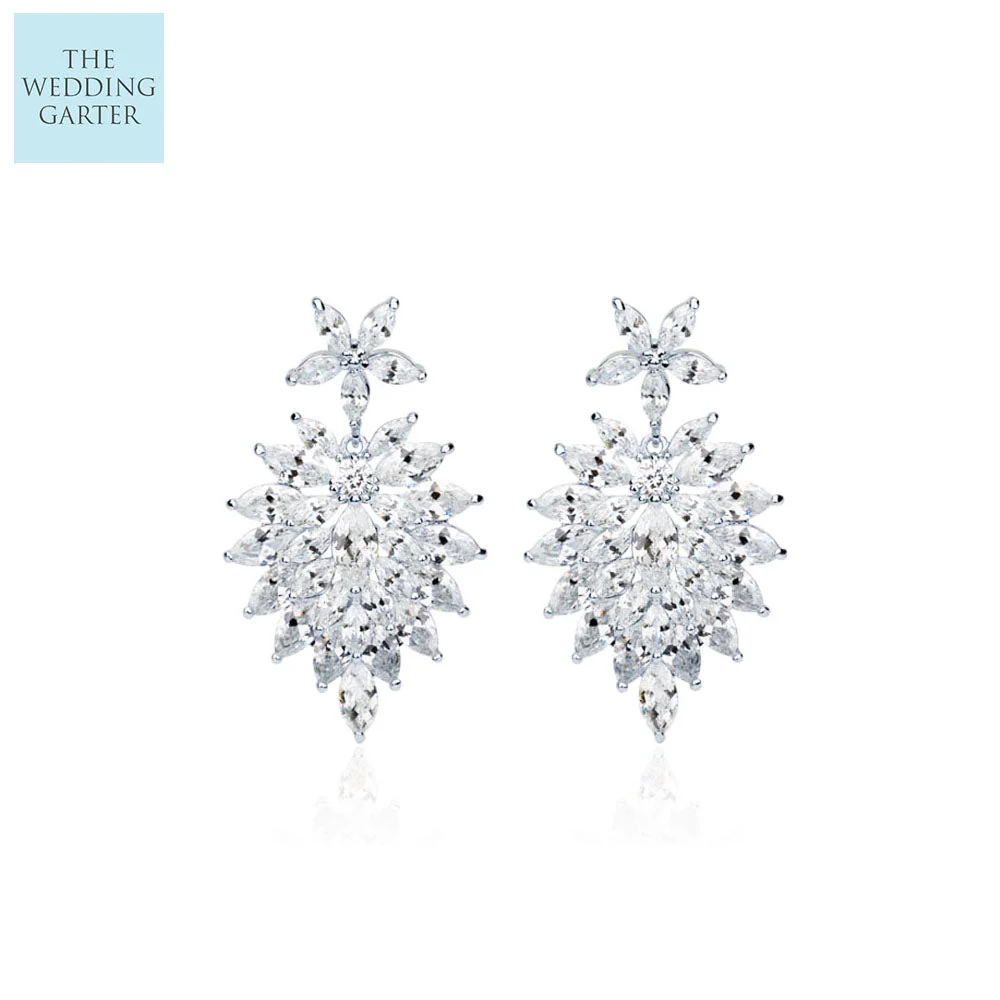 Ethnic Inspired Grand Cubic Zirconia Wedding Earrings