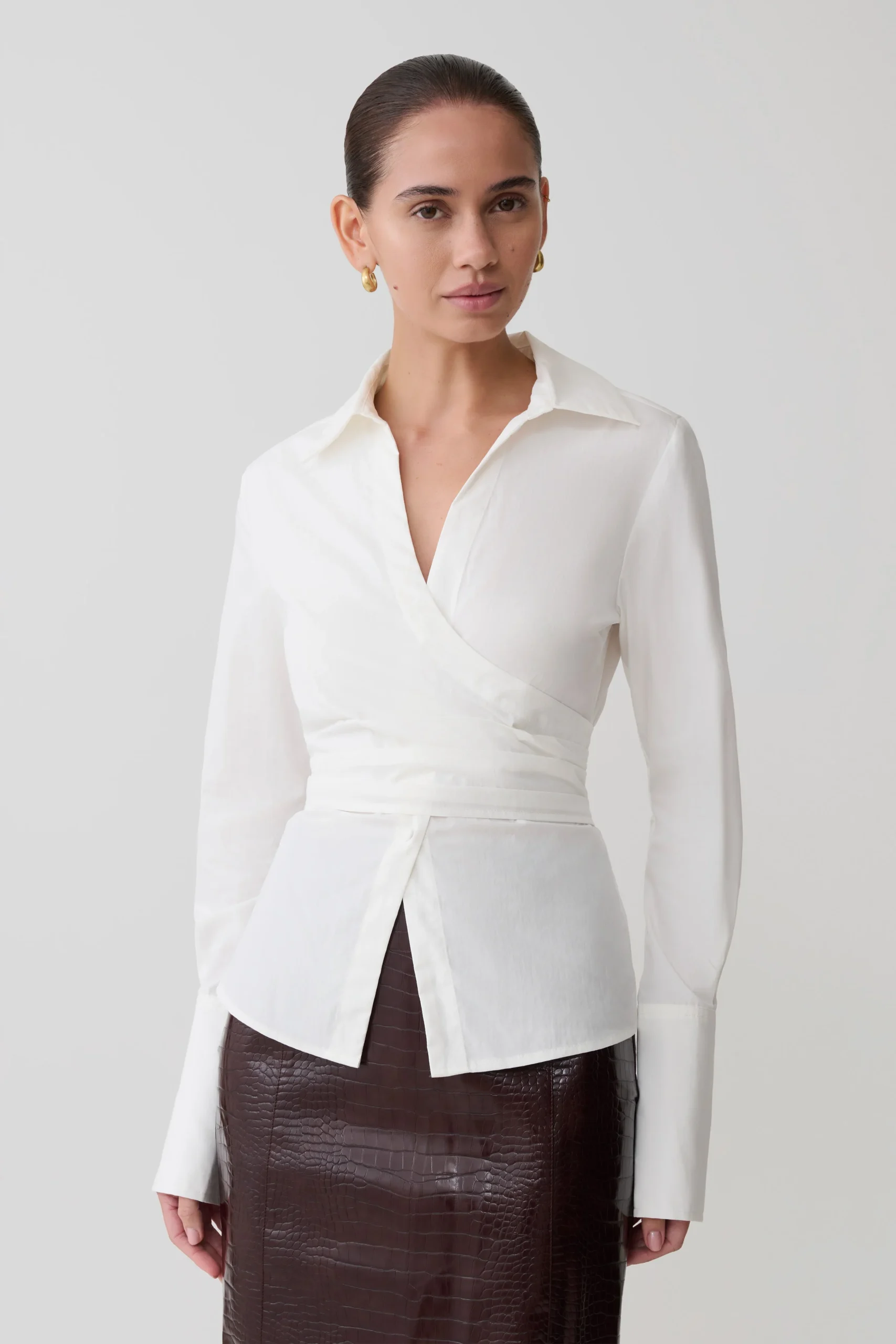 EugeniaWrap Cotton Shirt - White