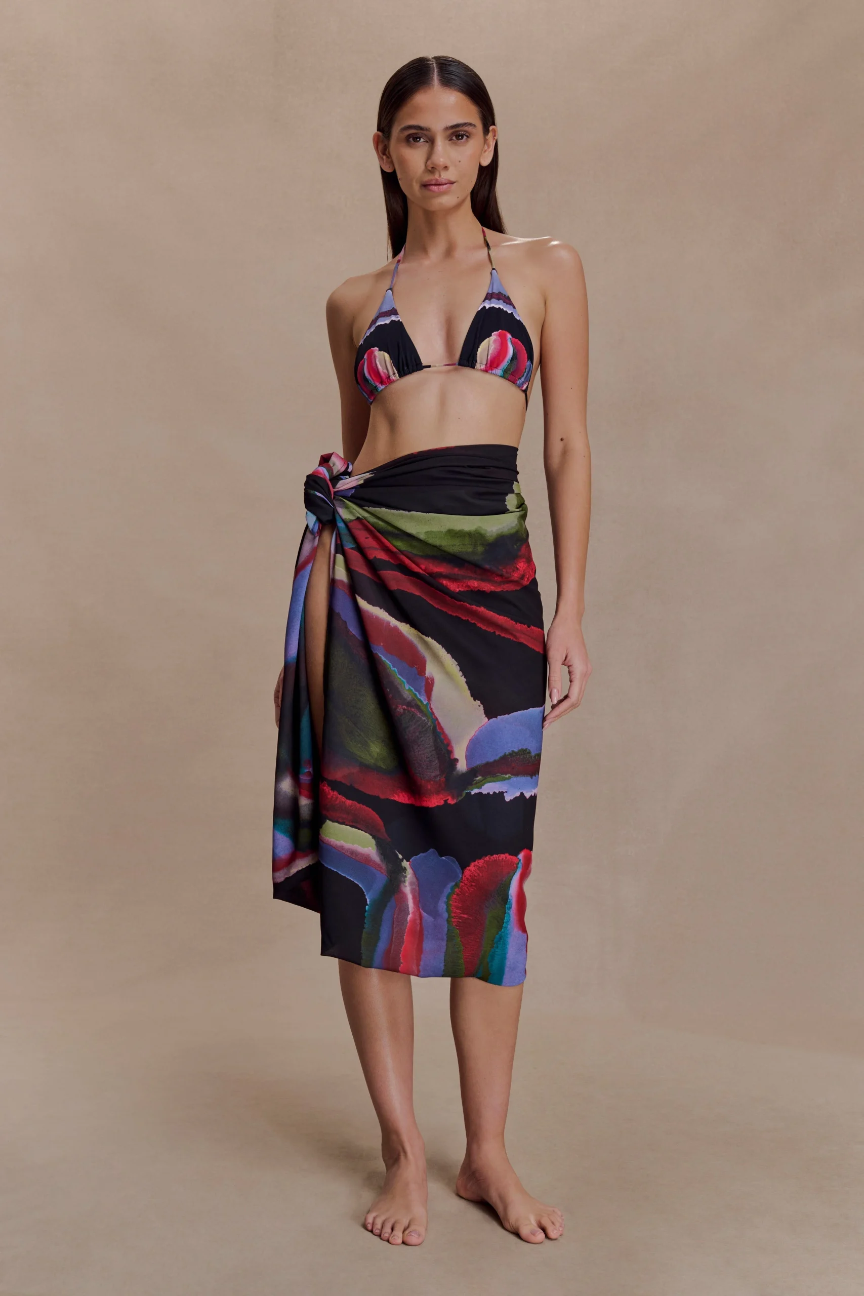 EvieFINAL SALEChiffon Sarong - Multi Fluid Reverie Print