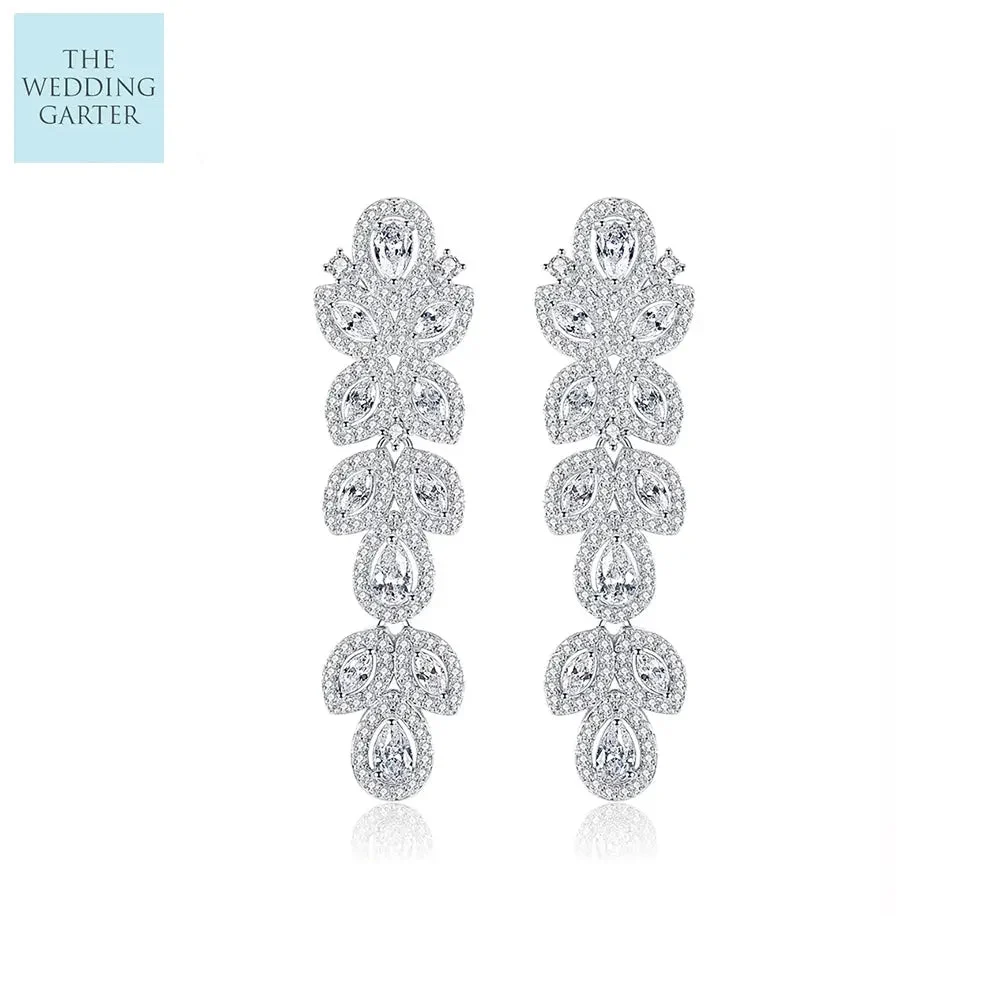 Exquisite Cubic Zirconia Diamond Bridal Earrings